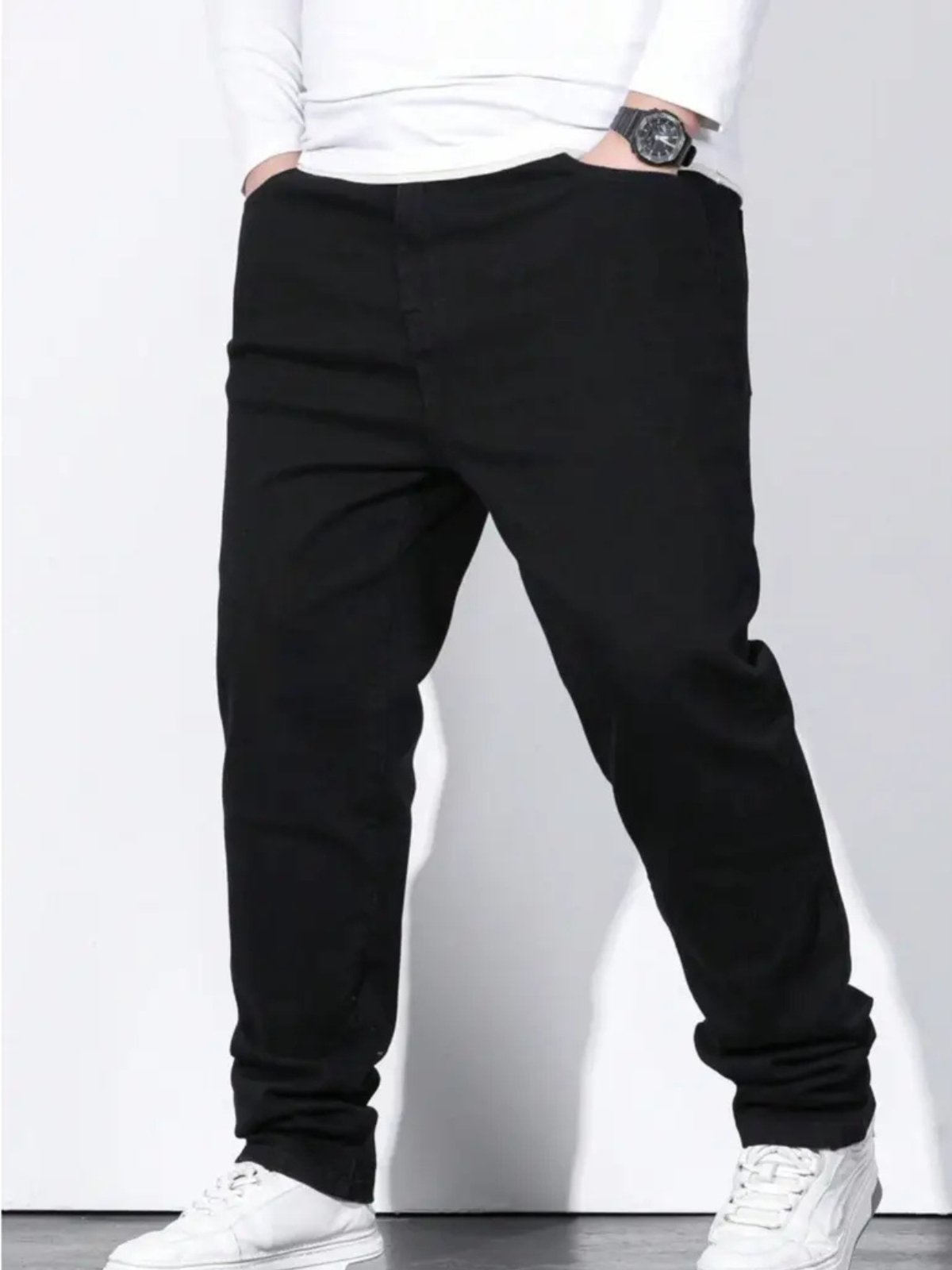 Calça Jeans Kovali Fashion Store Preta Masculina Básica e Confortável