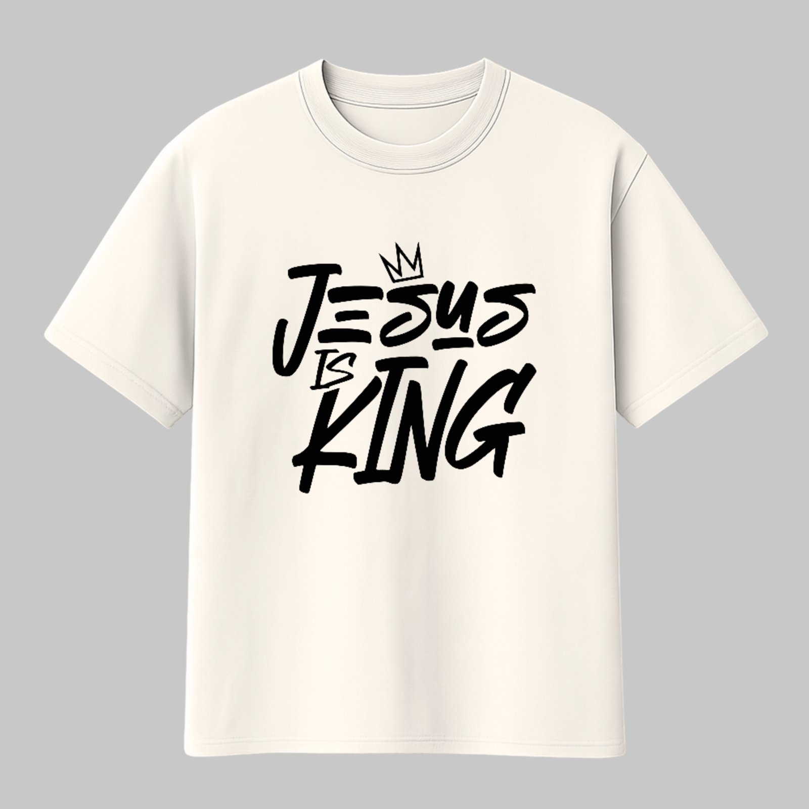 Camiseta Básica Jesus Is King Fé Cristã Street Style Off White