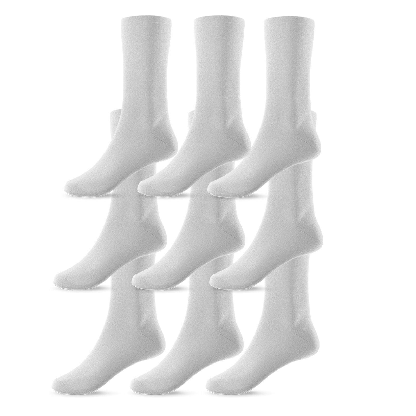 Kit 9 Pares de Meias Cano Alto Unissex Branco