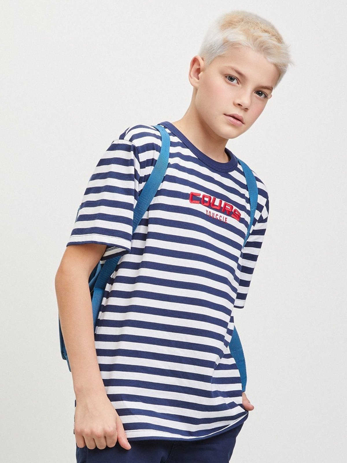Infantil - Camiseta Listrada com Bordado