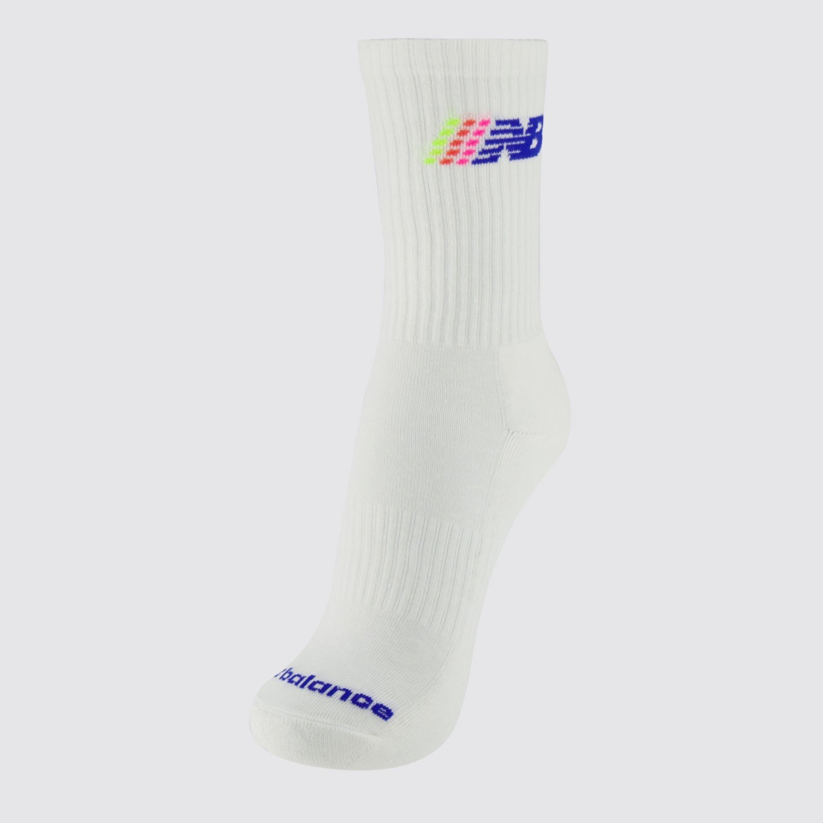 Vista 2 Meia New Balance Cano Alto Graphic Feminina Off White e Azul branco white New Balance branco white