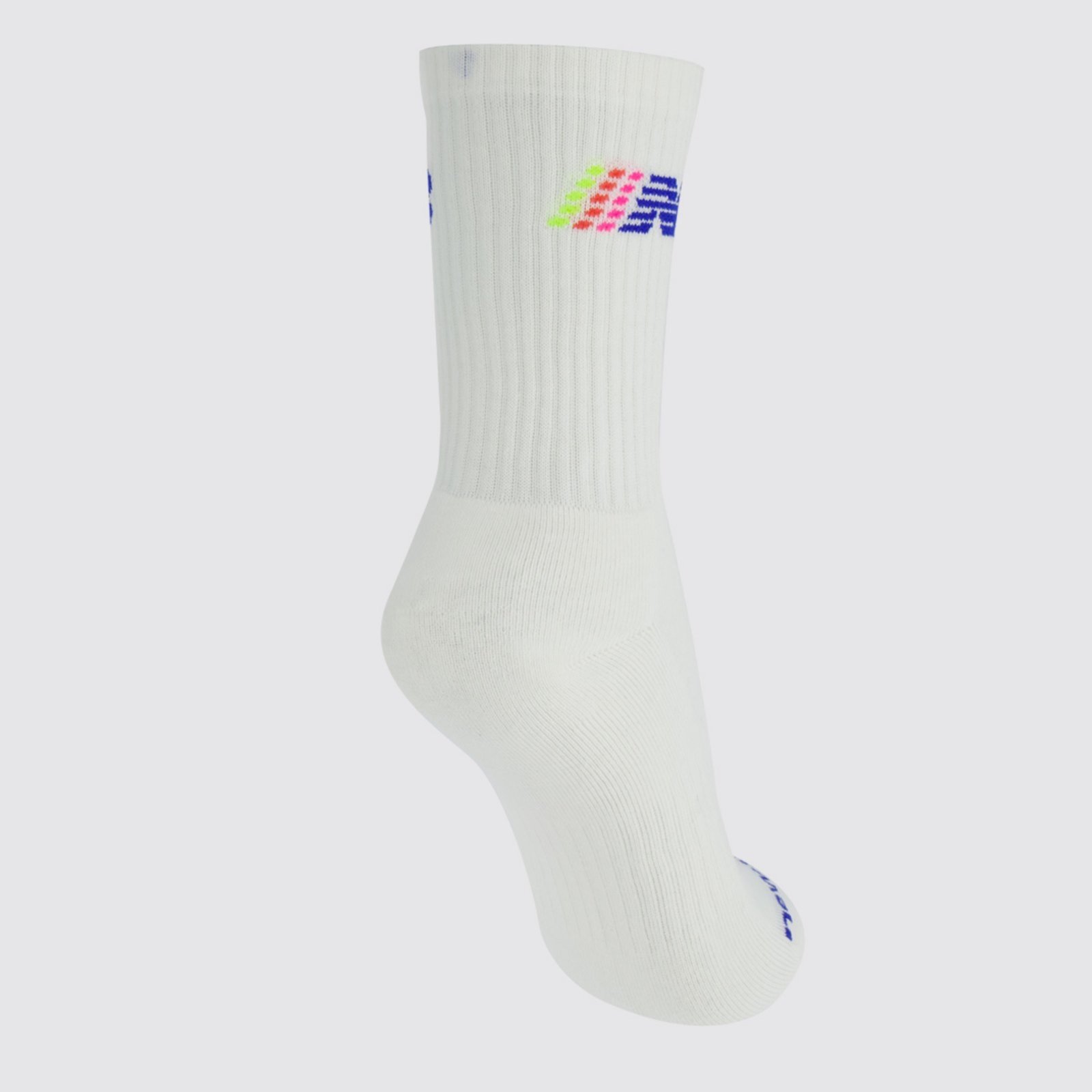 Vista 3 Meia New Balance Cano Alto Graphic Feminina Off White e Azul branco white New Balance branco white