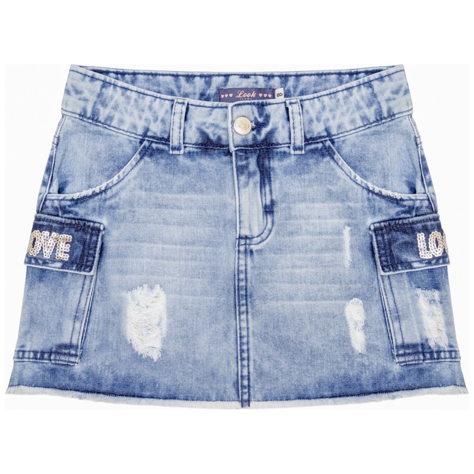 Infantil – Saia Juvenil Look Jeans Bolso Cargo Jeans