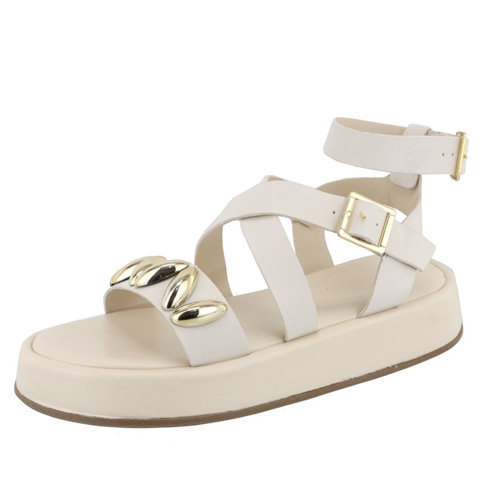 Papete Flat Sandalia Rasteira Feminina Off White Vianza