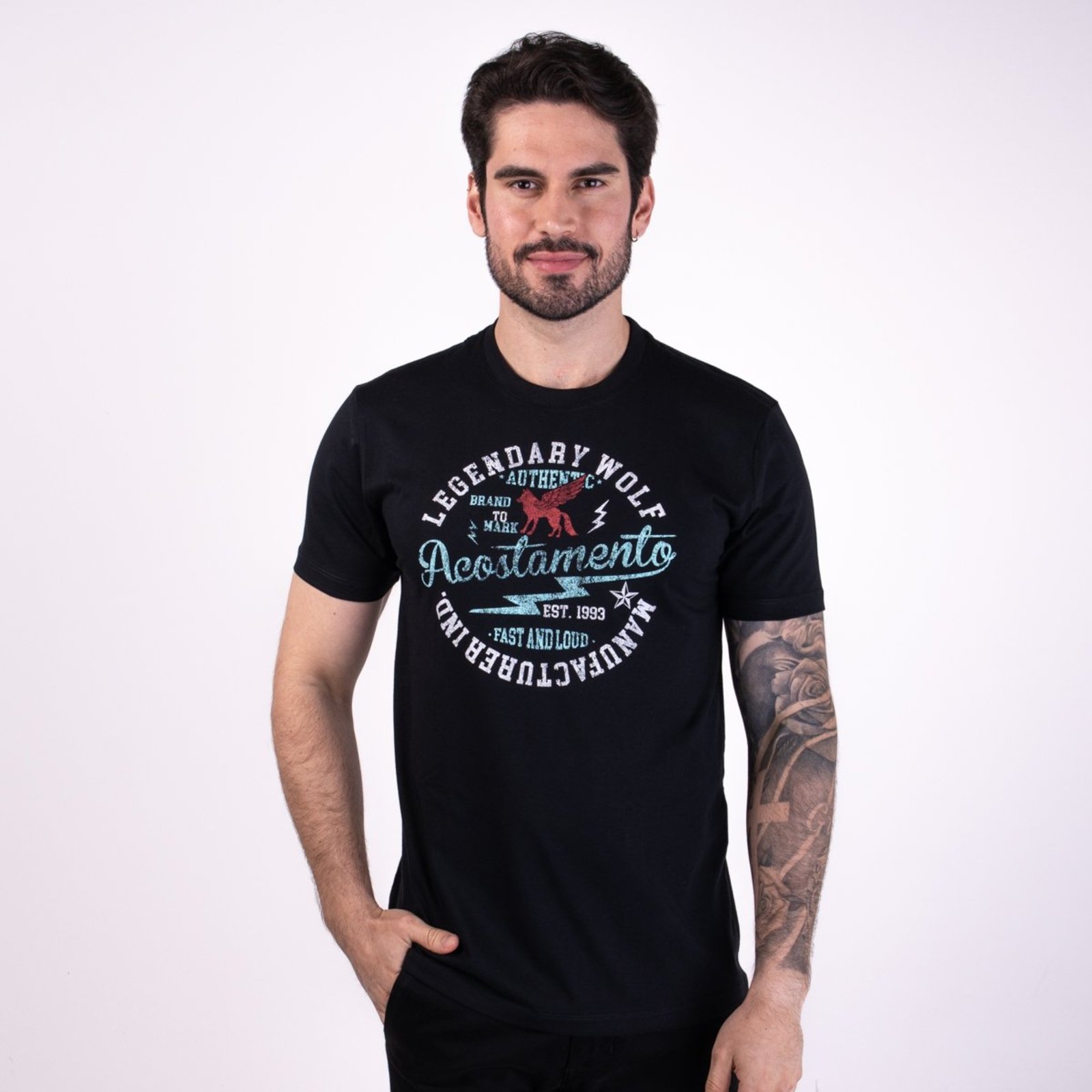 Camiseta Acostamento Legendary Wolf Preto