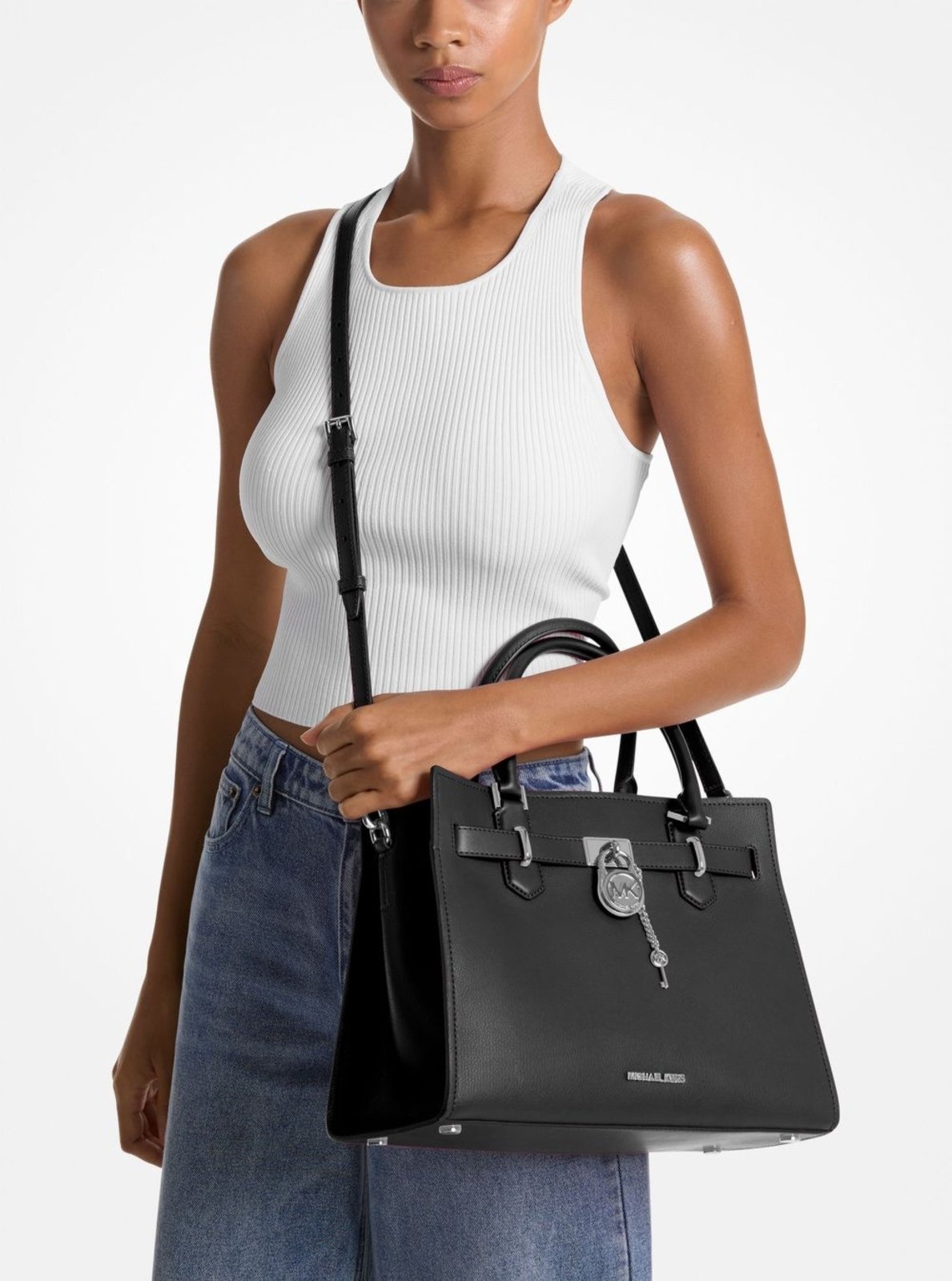 Vista 3 Bolsa Tiracolo Hamilton Média De Couro 35S3shms6l001 preto preto