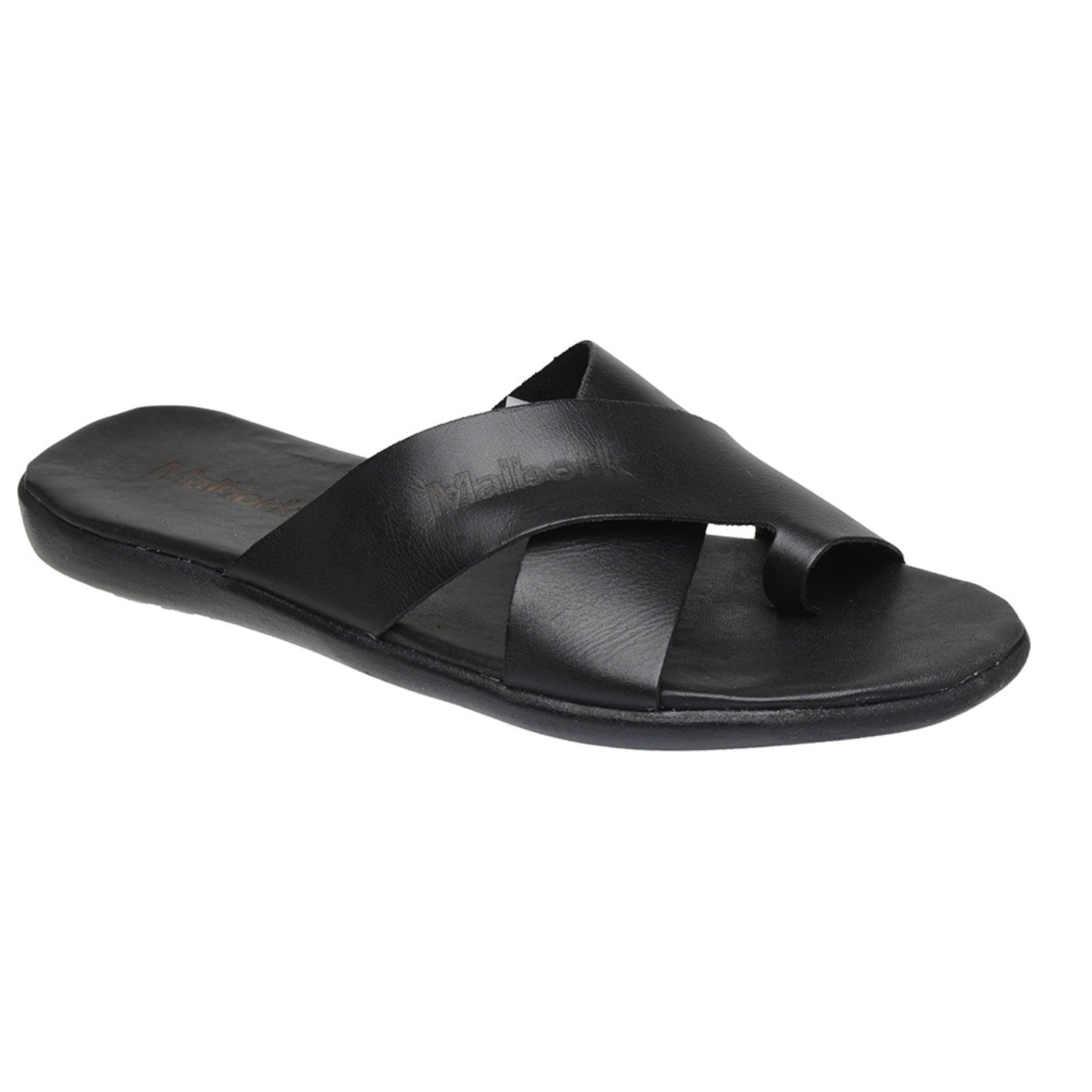 Chinelo De Dedo Malbork Couro Preto Palmilha De Couro 460P