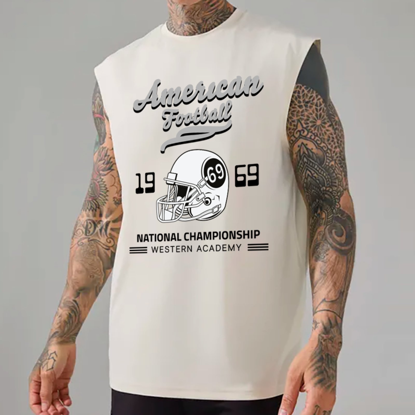 Camiseta Regata Machão Ousy American Football 1969 Oversized Masculina Branco
