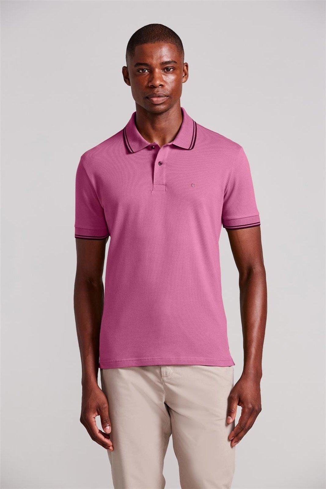 HIGHSTIL Polo Manga Curta Piquet Básica Slim Fit - Rosa
