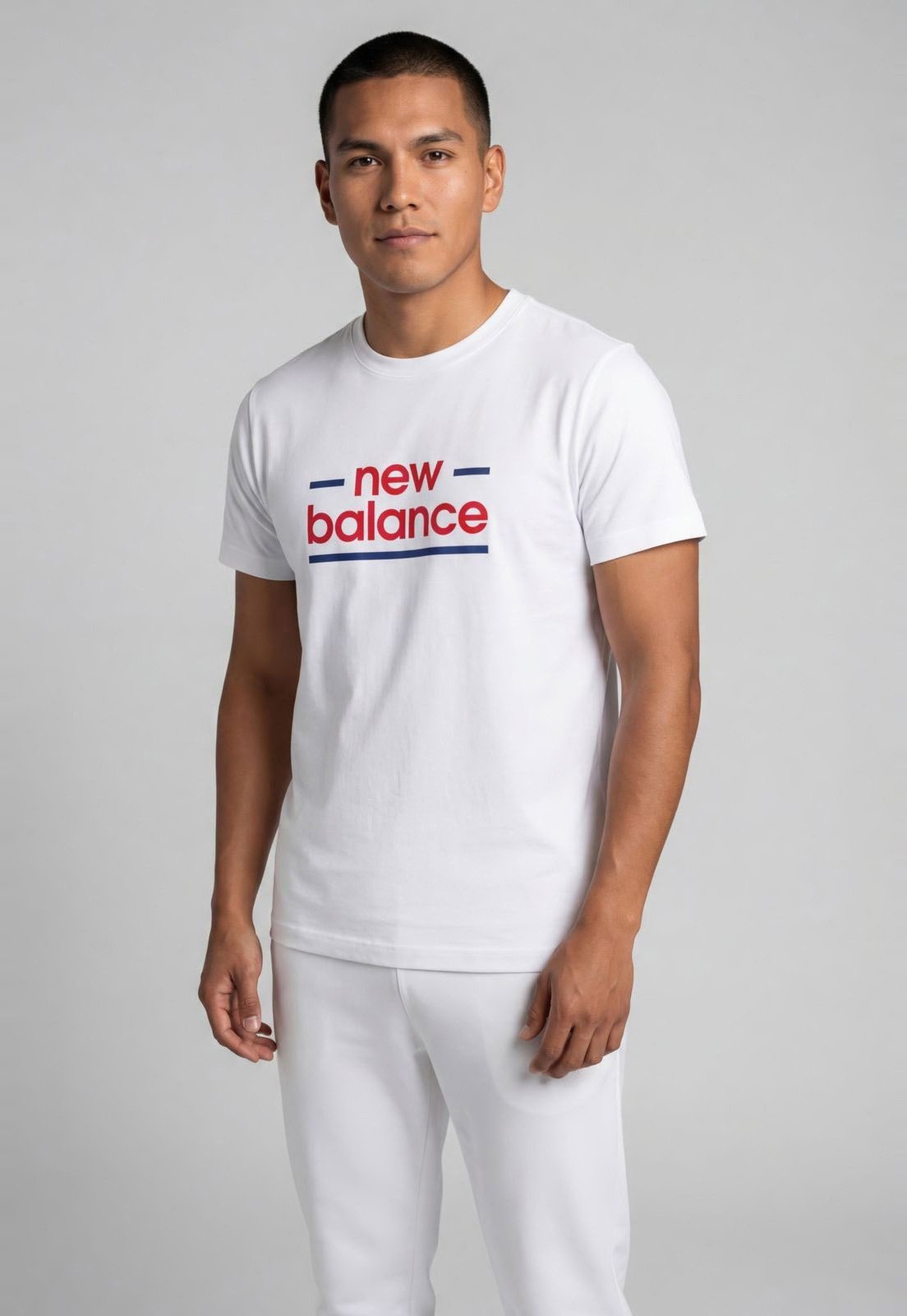 Camiseta Masculina New Balance Linear Lines Branca