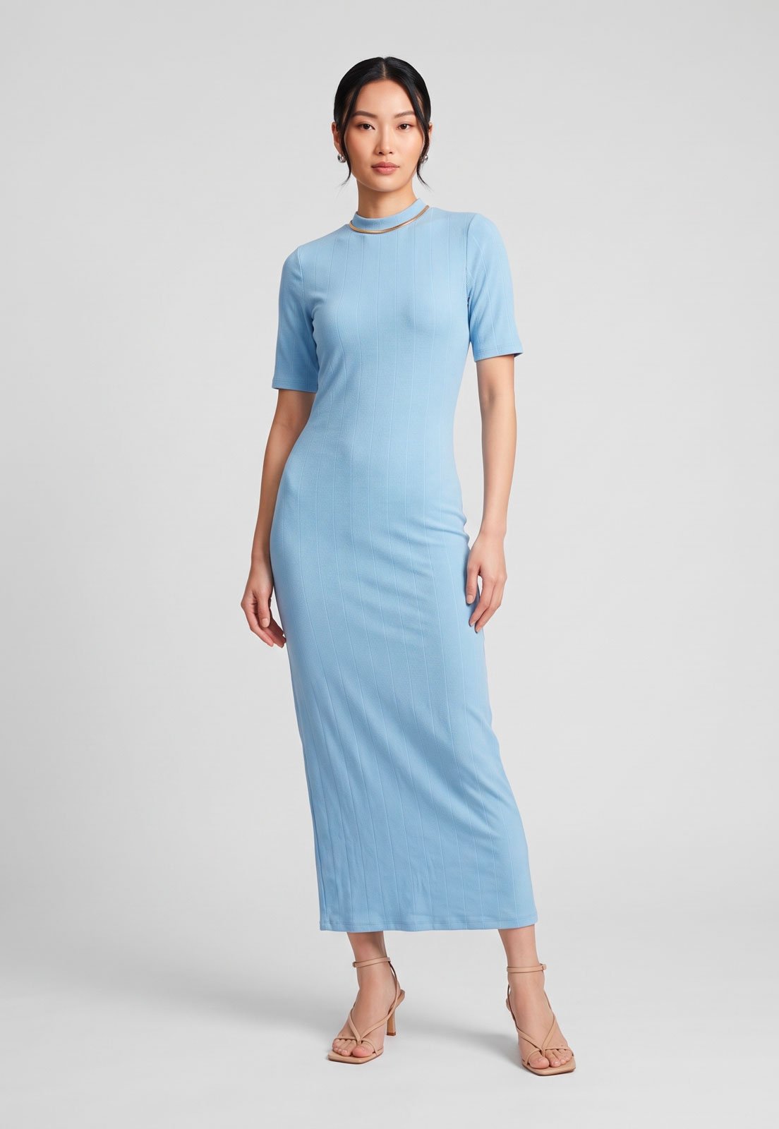Vestido Lez a Lez Modelagem Ajustada Azul Claro