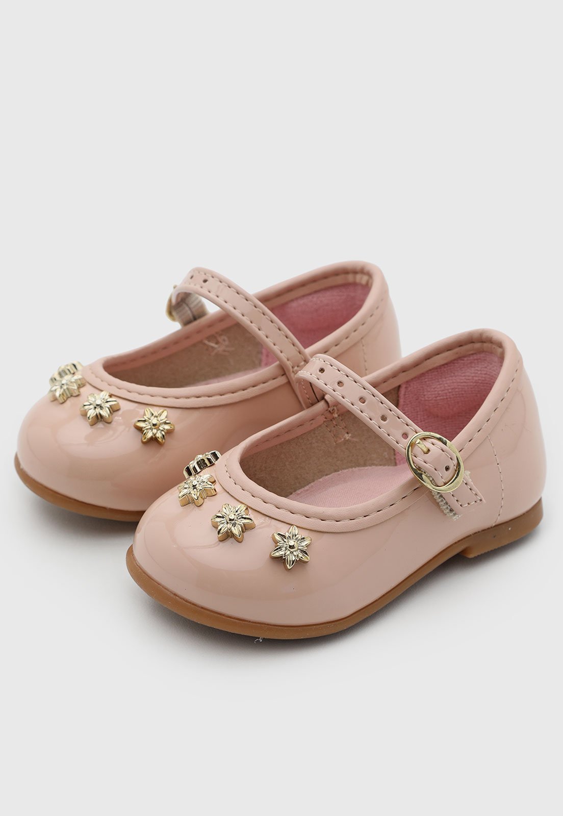Infantil - Sapatilha Molekinha Detalhe Floral Rosa