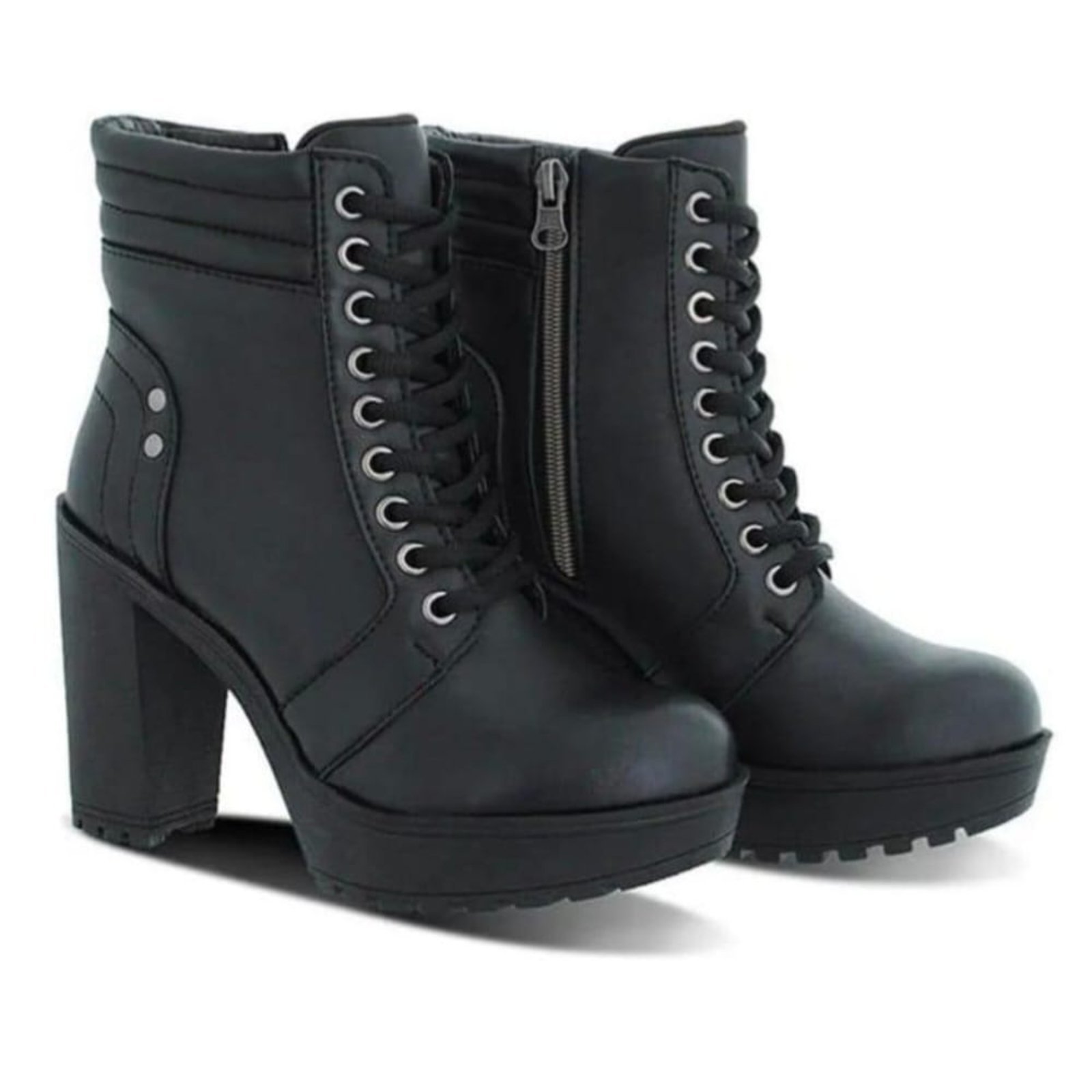Bota Feminina Coturno Preto Salto Alto Cano Curto Confortável Calce Facil Carmelo Shoes