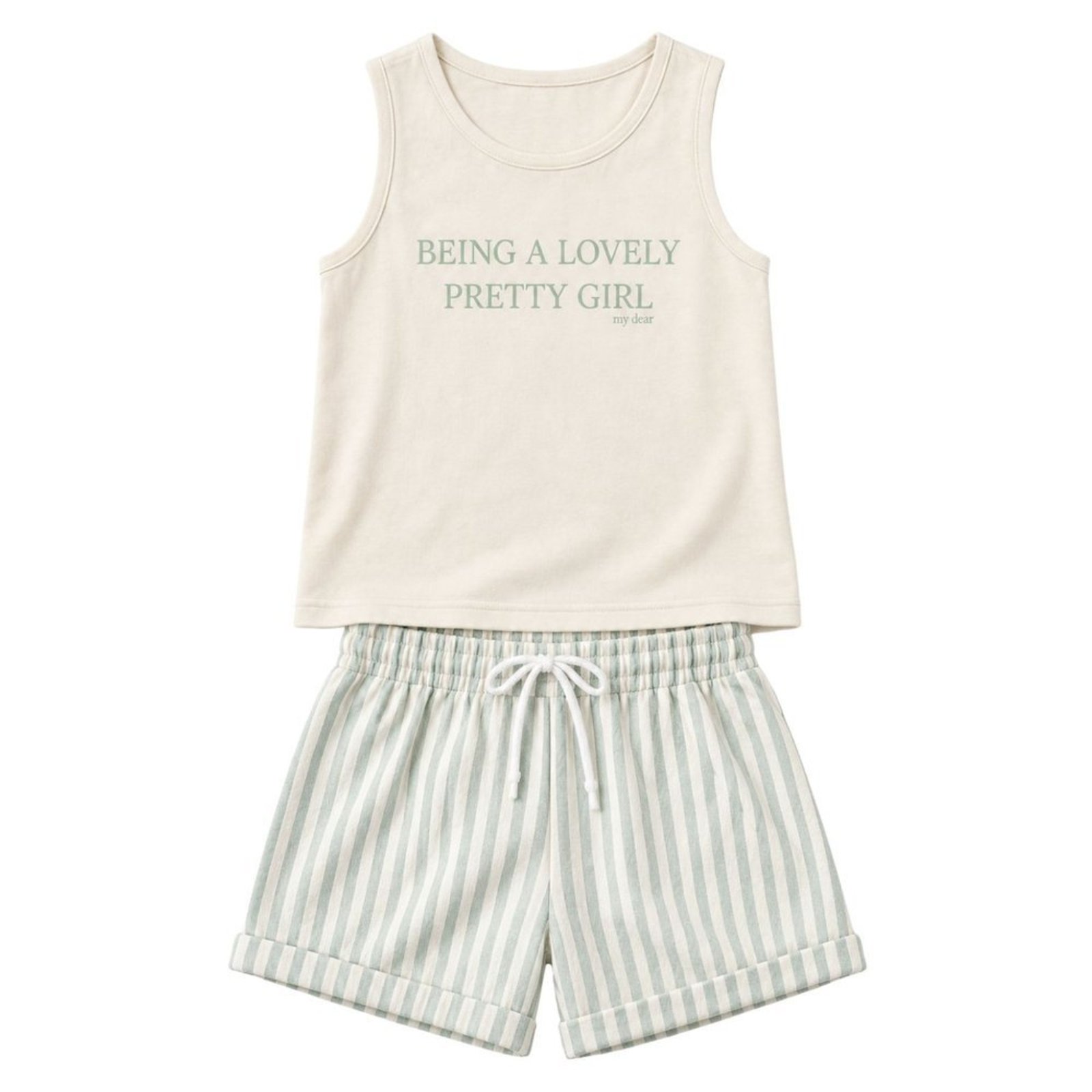 Infantil - Conjunto Menina Regata Cotton Bermuda Moletinho Eco