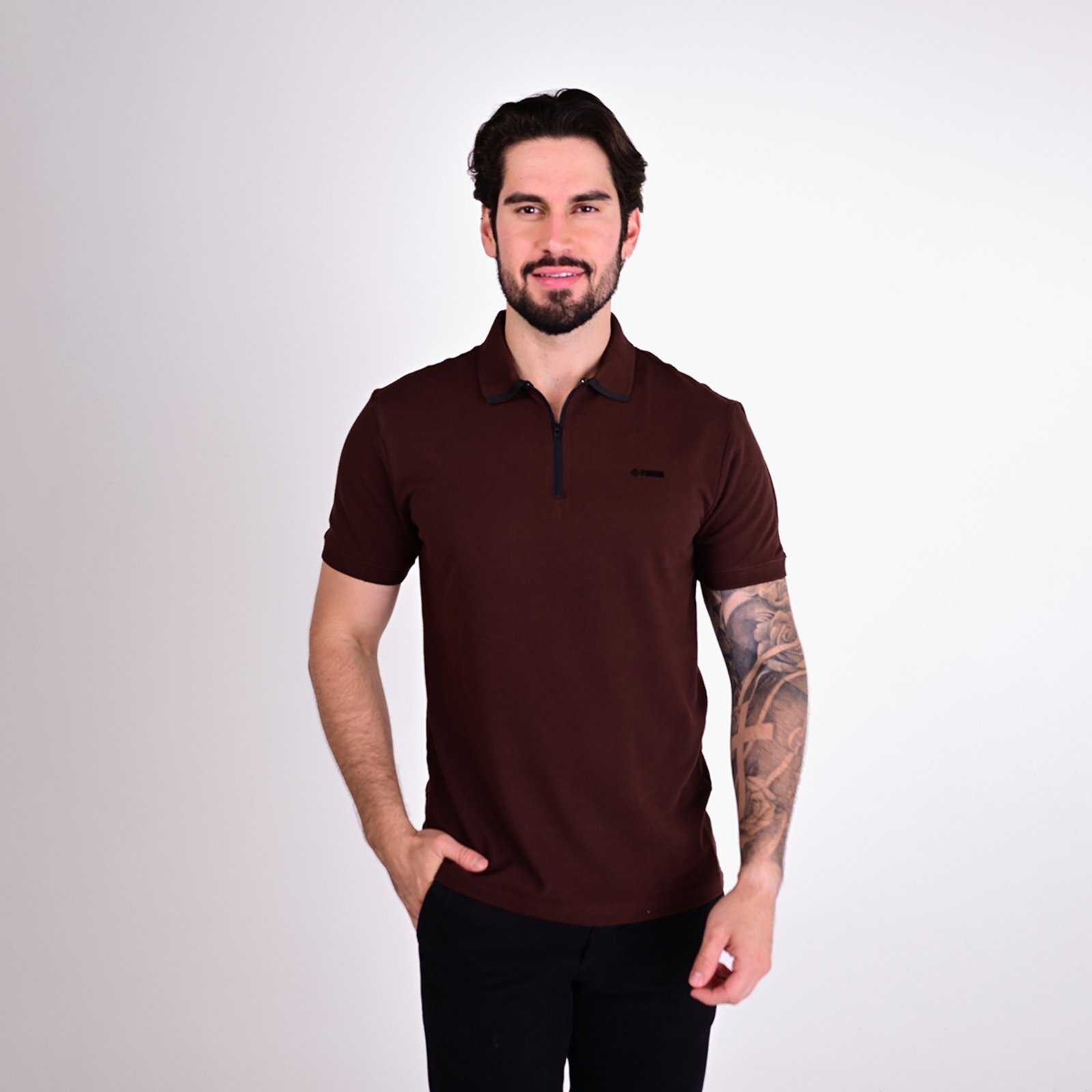Camisa Polo Algodão Forum Regular Marrom