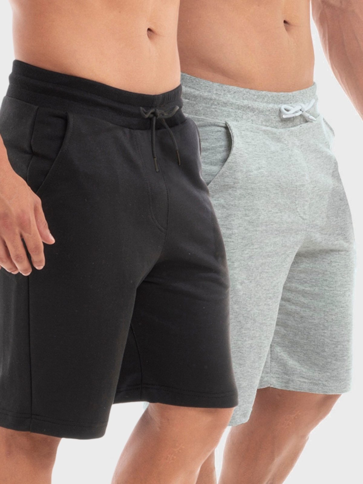 Kit 2 Bermudas Masculinas Moletinho Shorts Moletom Benellys Cinza Claro Preto