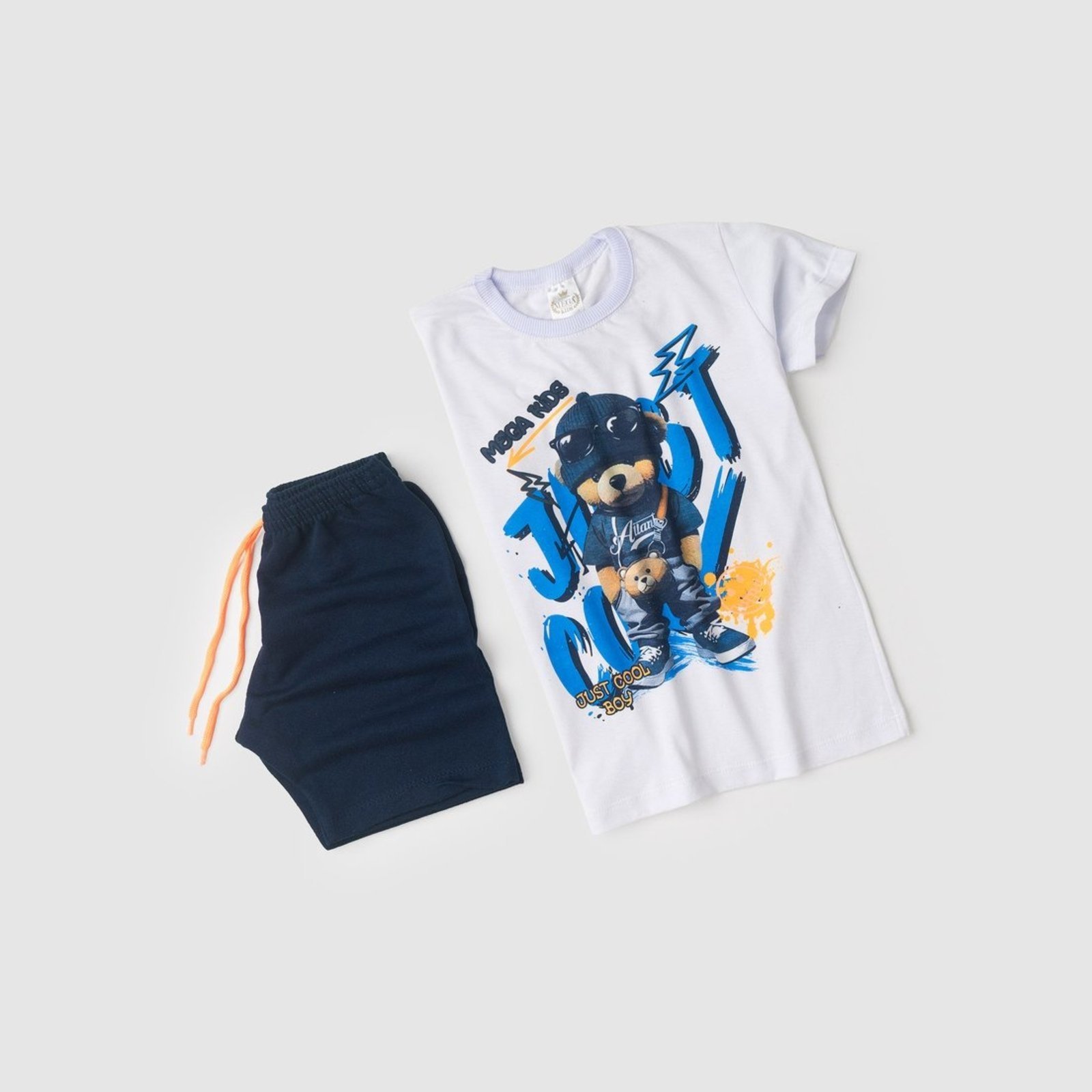 Vista 3 Infantil - Conjunto Verão Masculino Just Cool Boy Mega - Branco Mega Kids unico Mega Kids unico