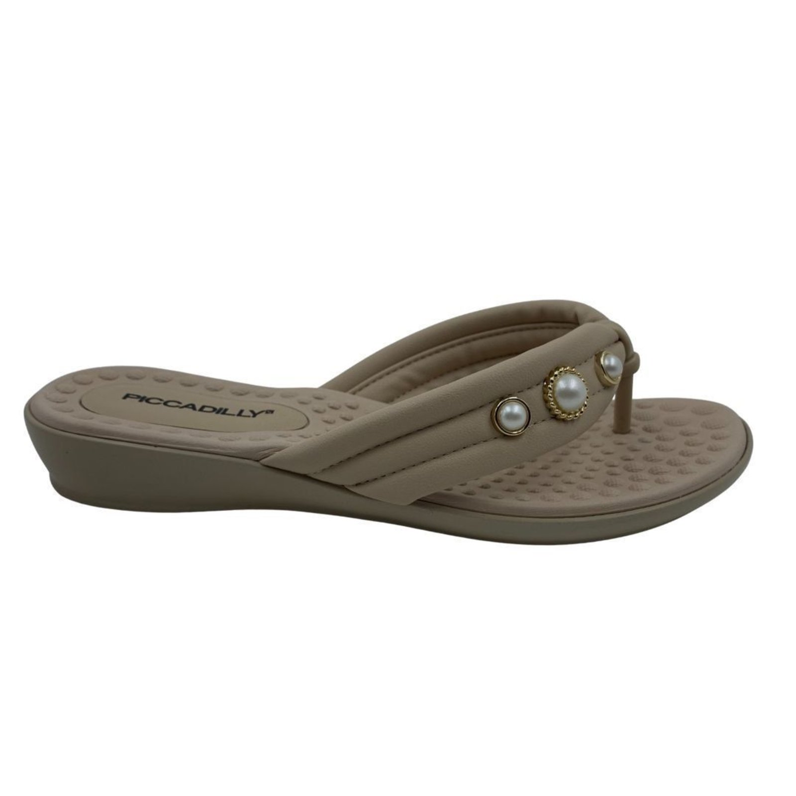 Tamanco Rasteira Piccadilly com Enfeite Bege 500402 – Bege – piccadilly
