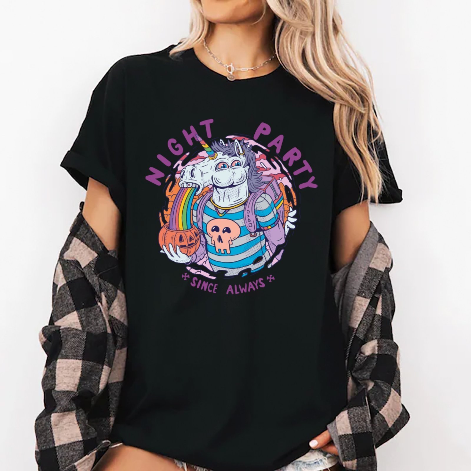 Camiseta Ousy Night Party Oversized Feminina Preto