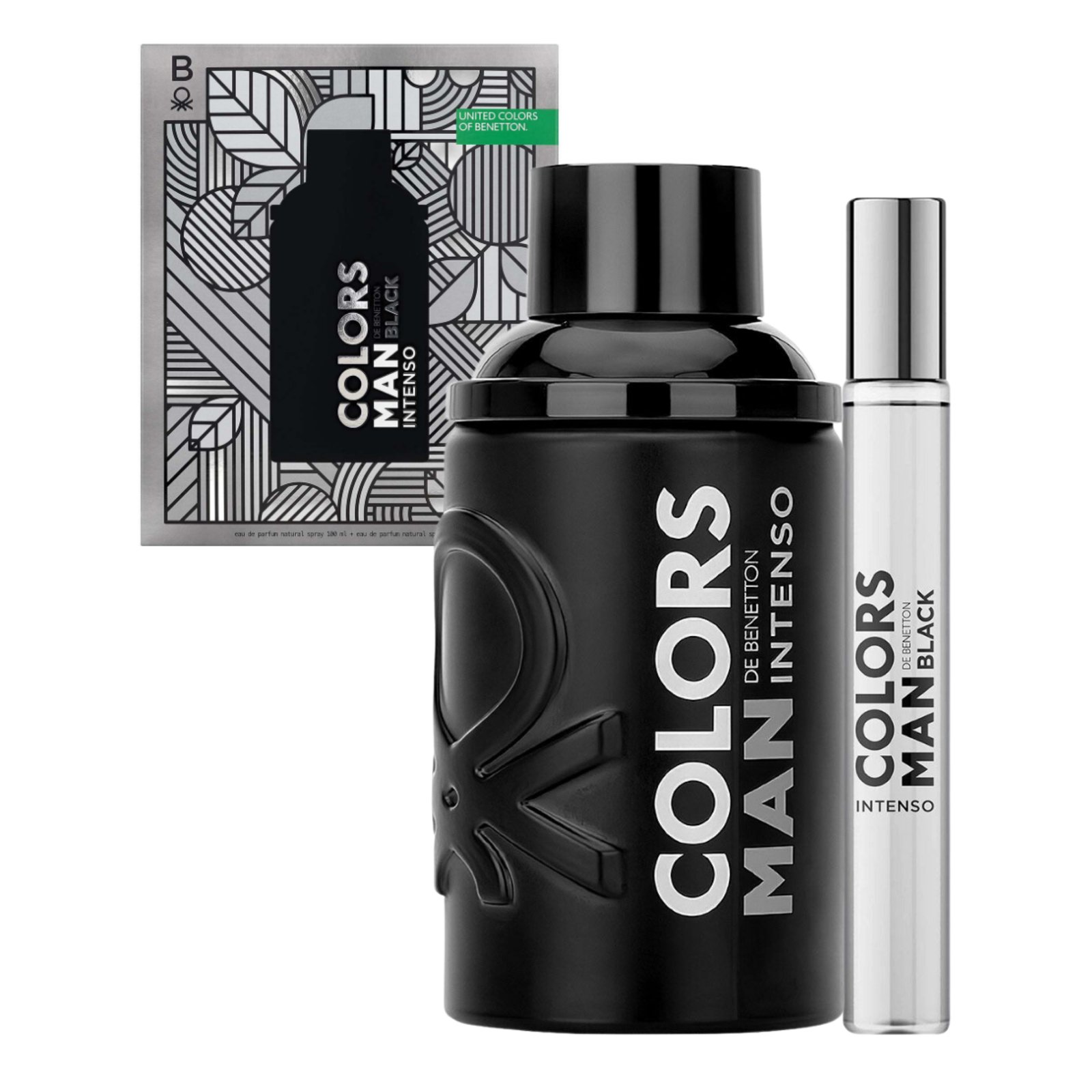 Kit Perfume Masculino Colors Man Black Intense de Benetton EDP 100ml + Travel Size 10ml