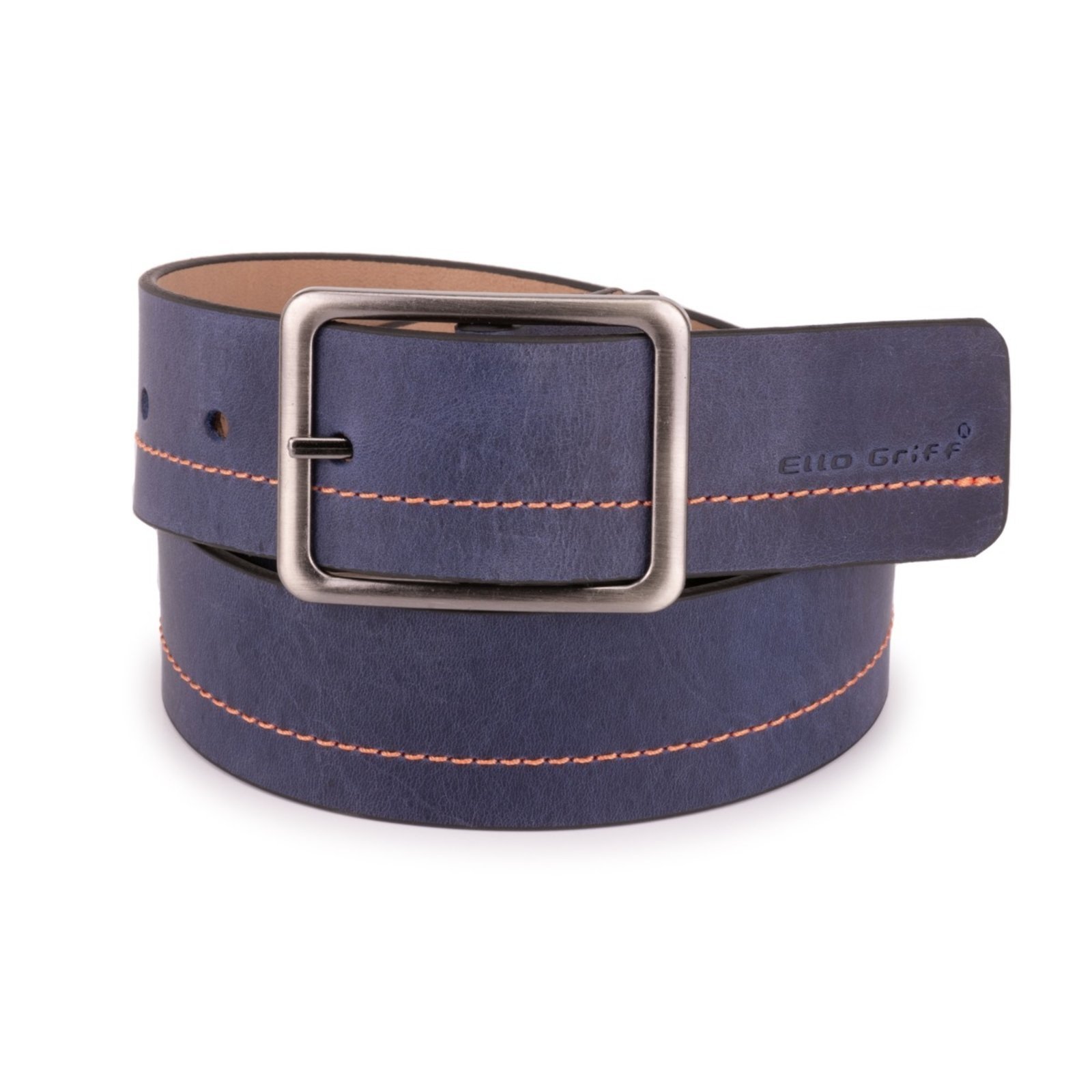 Cinta Cinto Masculino Casual Ajuste Fino Versátil Couro Legitimo Ello Griff Azul