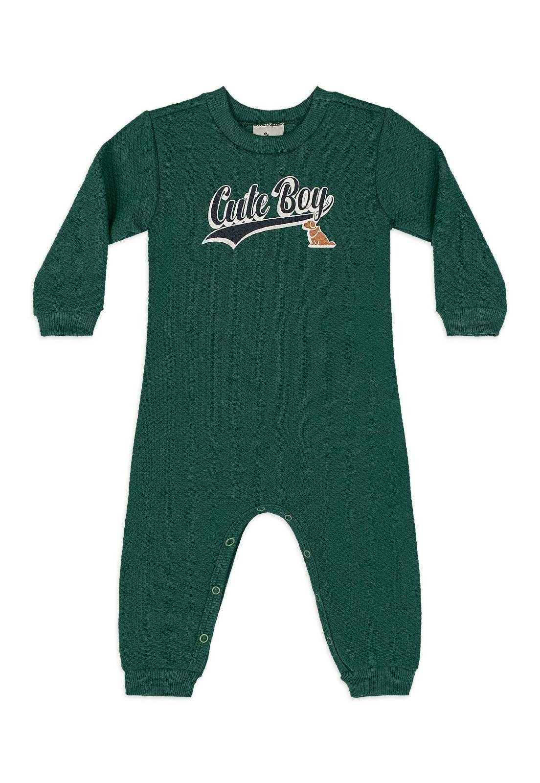 Infantil - Macacão Cute Boy Matelassê Quimby Verde