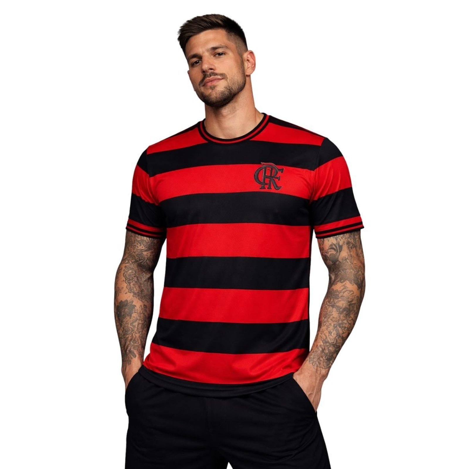 Camiseta Masculina Flamengo Jacquard Vermelho