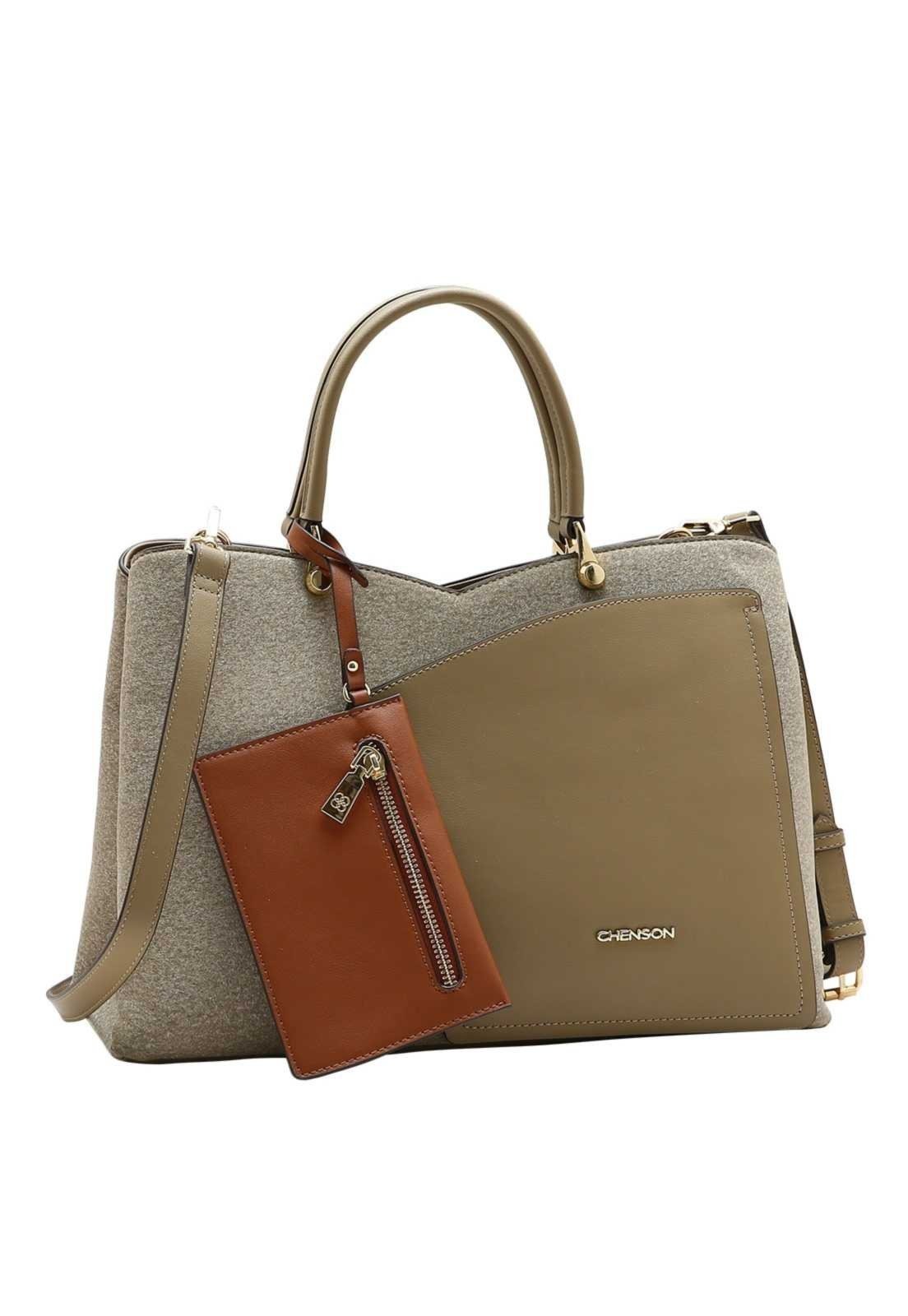 Bolsa + Necessaire Feminina Chenson Mão Tom Sobre Tom 3485849 Nude