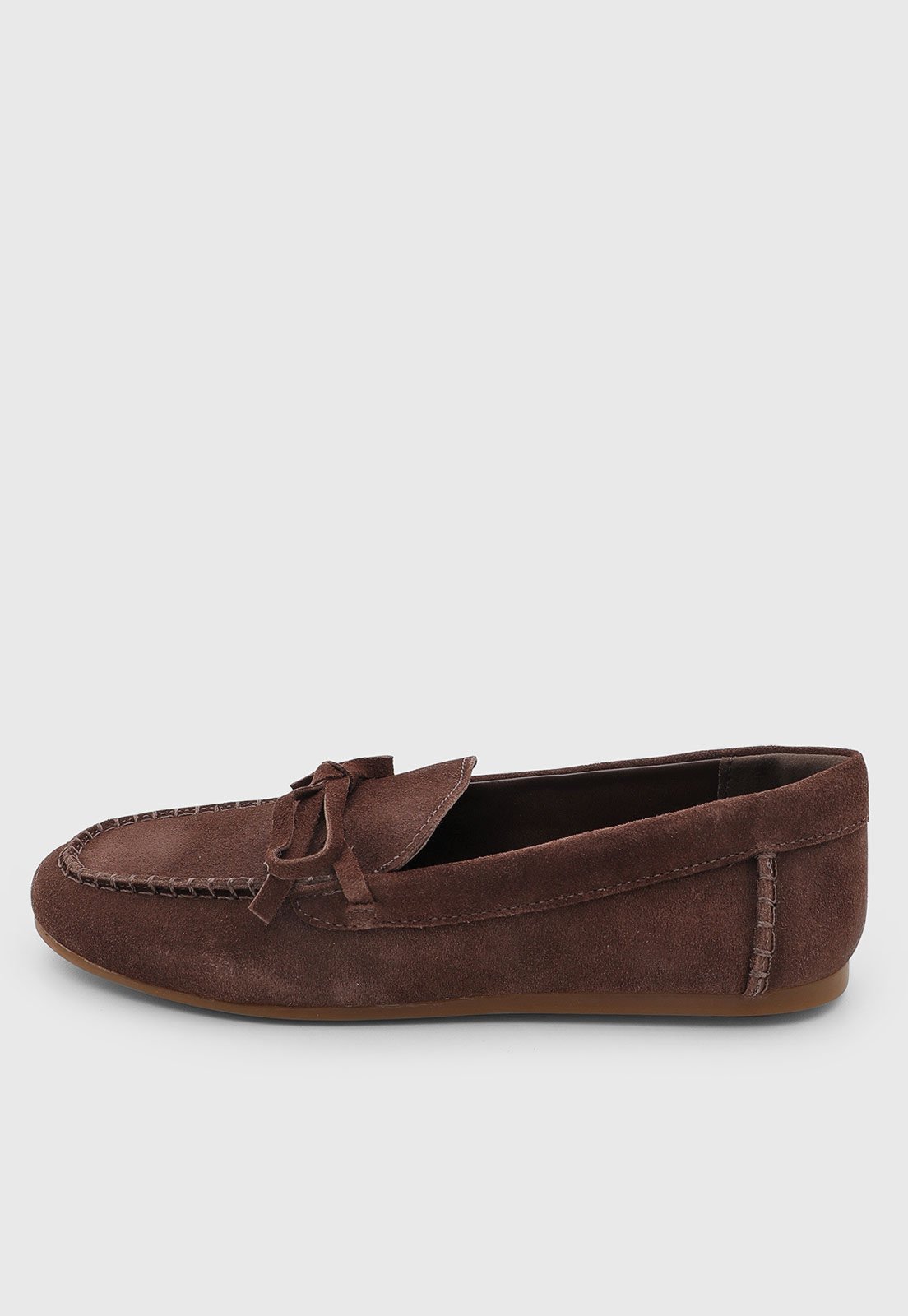Mocassim Feminino Arezzo Couro Laço Camurça Marrom