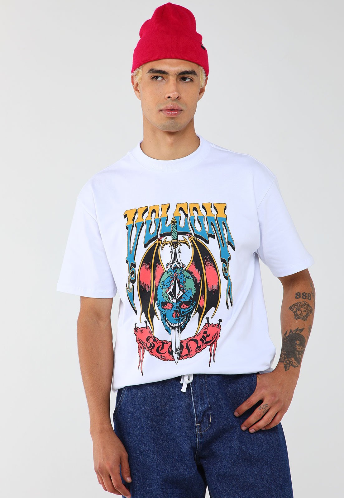 Camiseta Masculina Volcom Silk Comfort World Weapon Branca