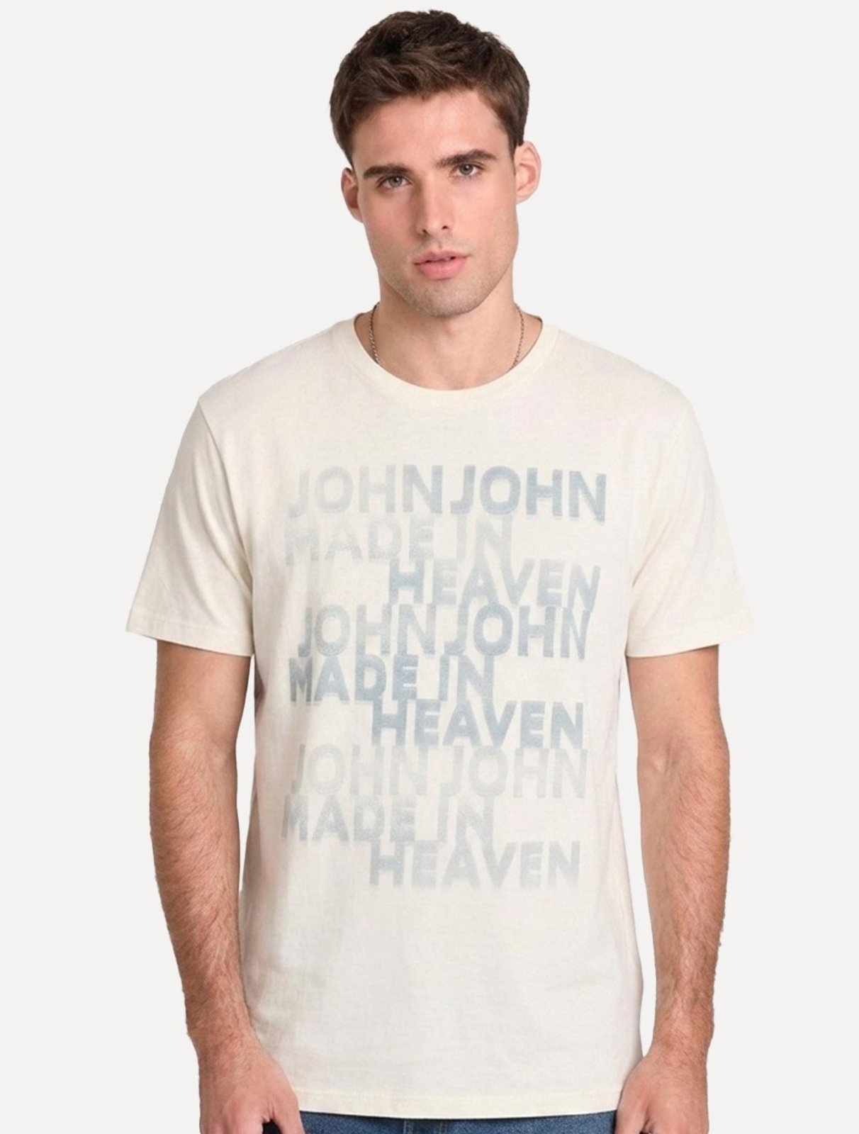 Camiseta John John Masculina Slim Fit Downtown Off White