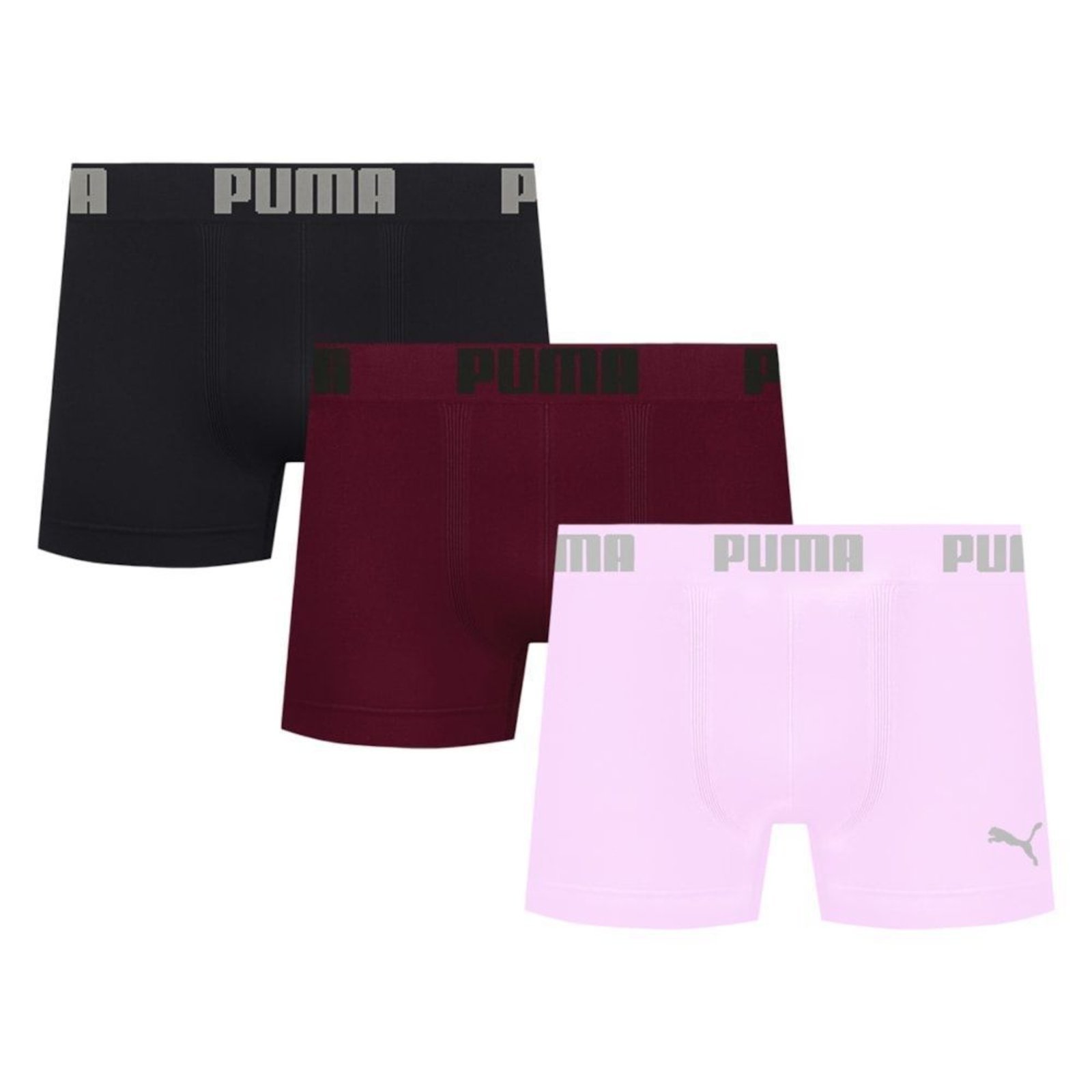 Kit 3 Cuecas Puma Boxer Sem Costura Masculina - Preto - puma