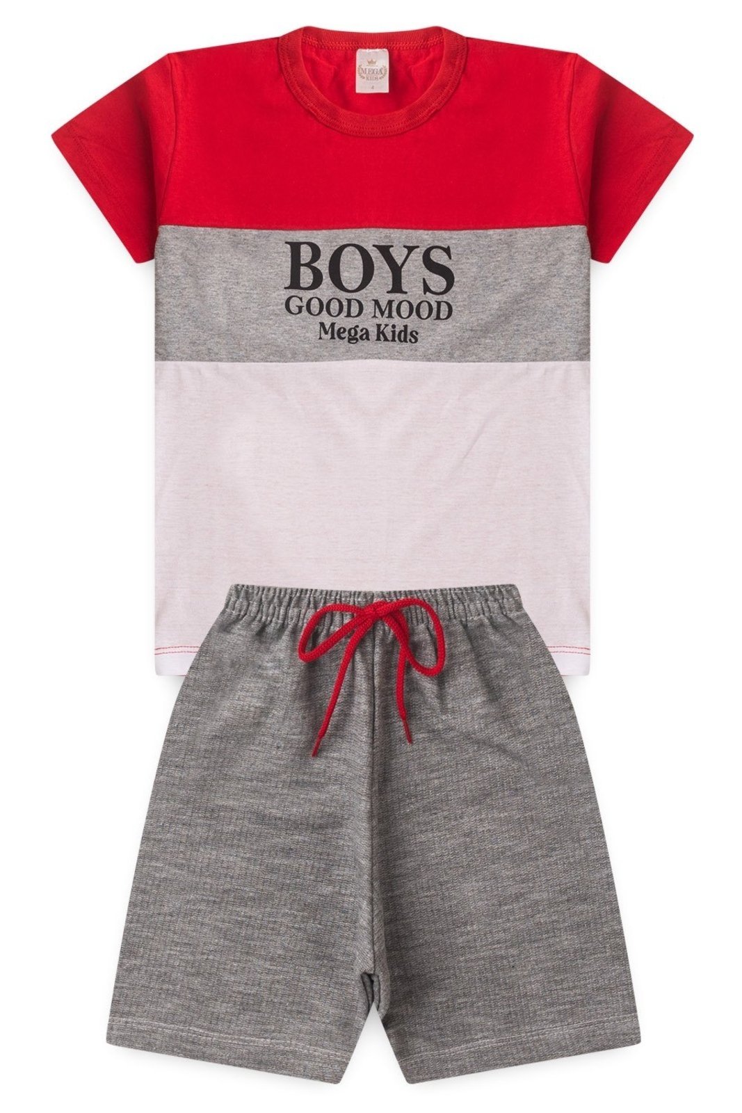 Vista 2 Infantil - Conjunto Verão Masculino Boys Good Mood Mega - Vermelho Mega Kids unico Mega Kids unico