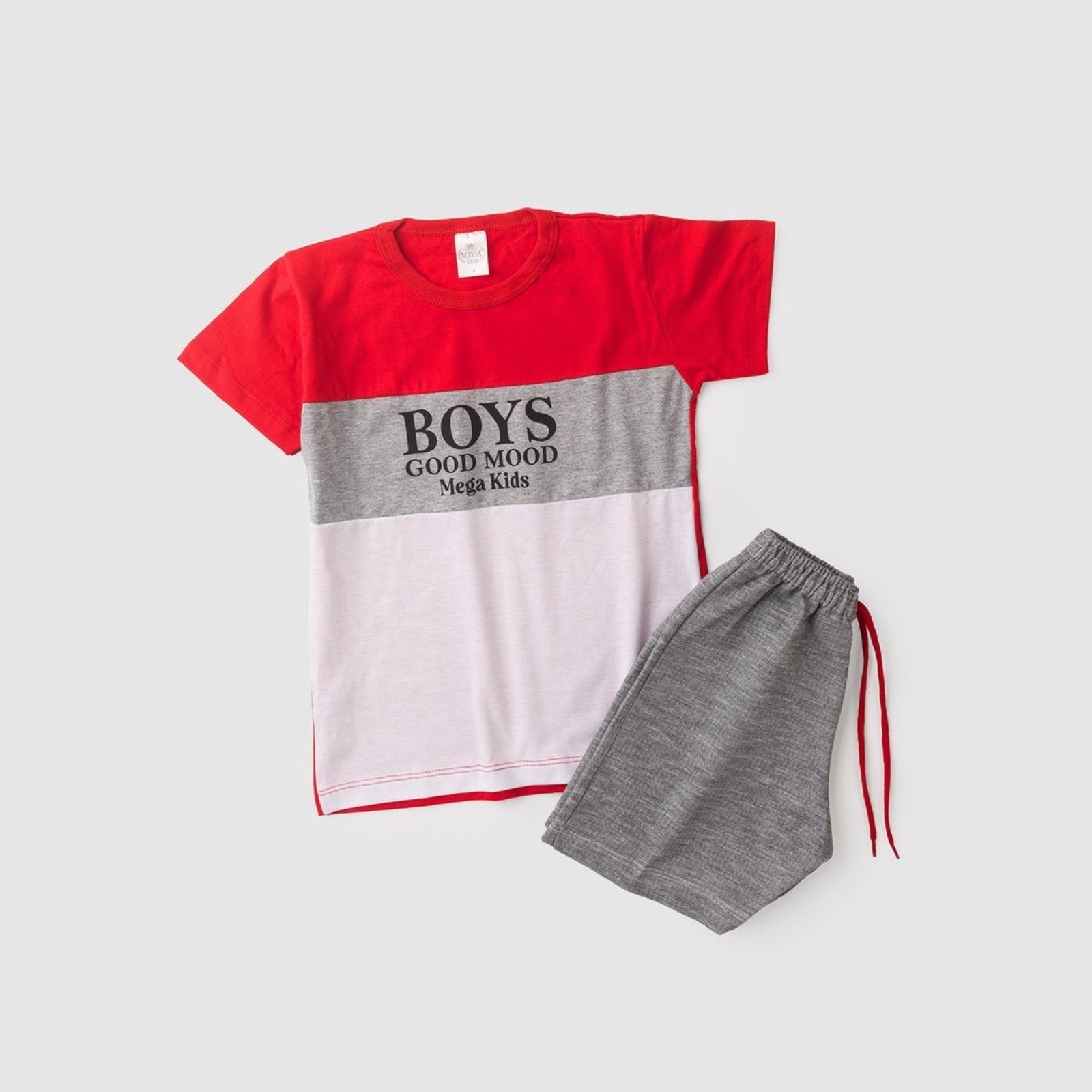 Vista 3 Infantil - Conjunto Verão Masculino Boys Good Mood Mega - Vermelho Mega Kids unico Mega Kids unico