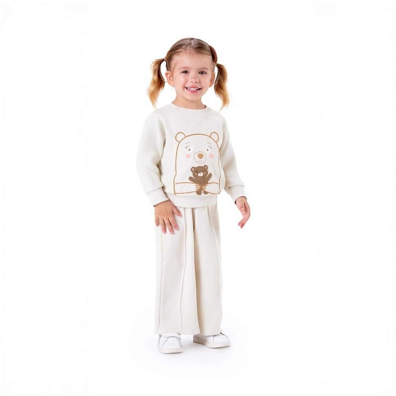 Infantil - Conjunto Longo Moletom Ursinho Menina Marisol
