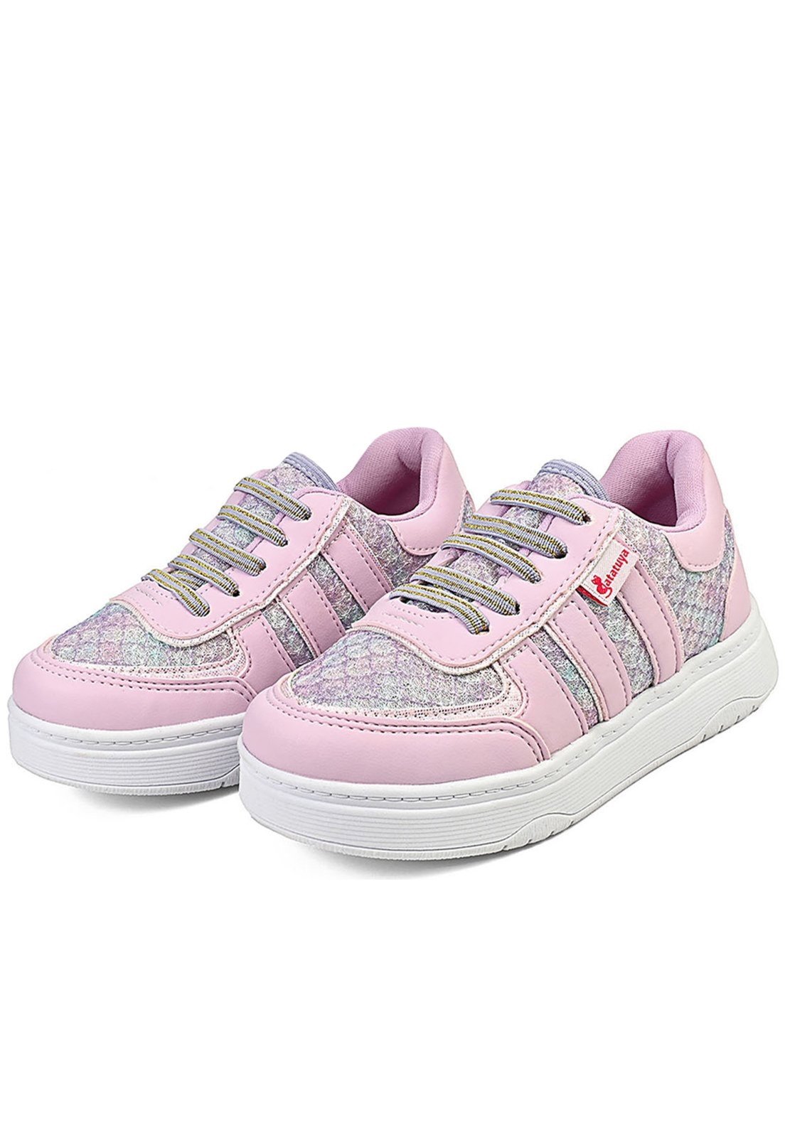 Infantil - Tênis Feminino Rosa Lilás Brilho Macio Confortável Escolar Mzkid