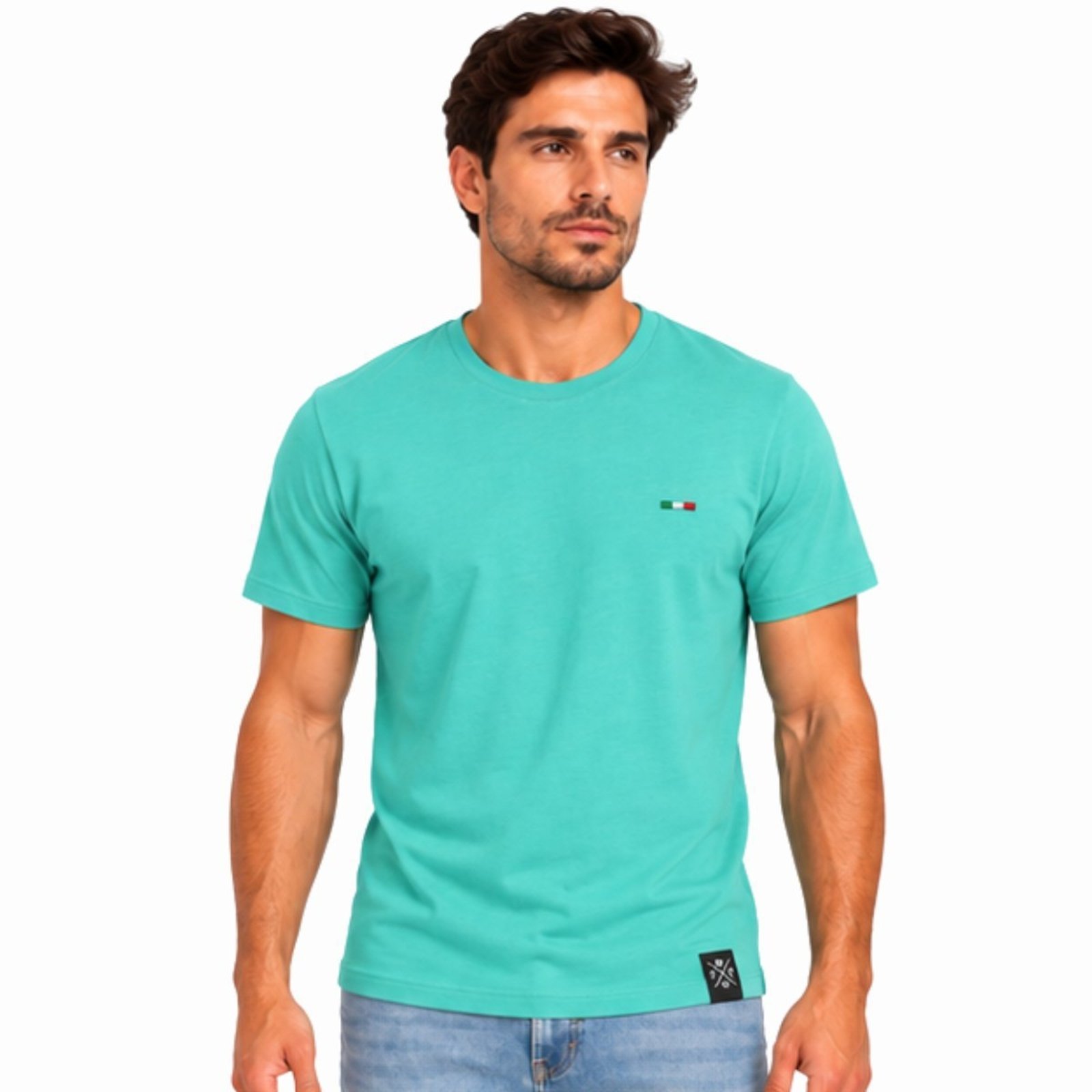 Camiseta Básica Masculina FMF Itália Algodão Premium Bordada Casual água