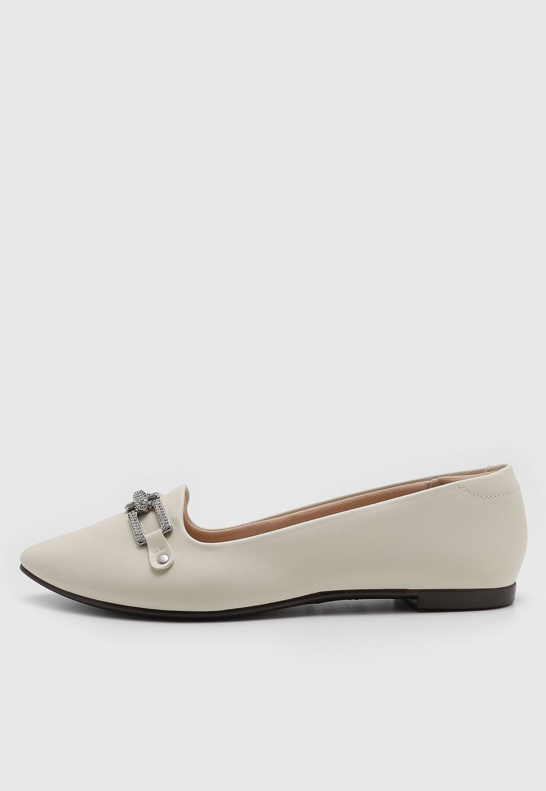 Sapatilha Feminina Moleca Detalhe Metalizado Off-White