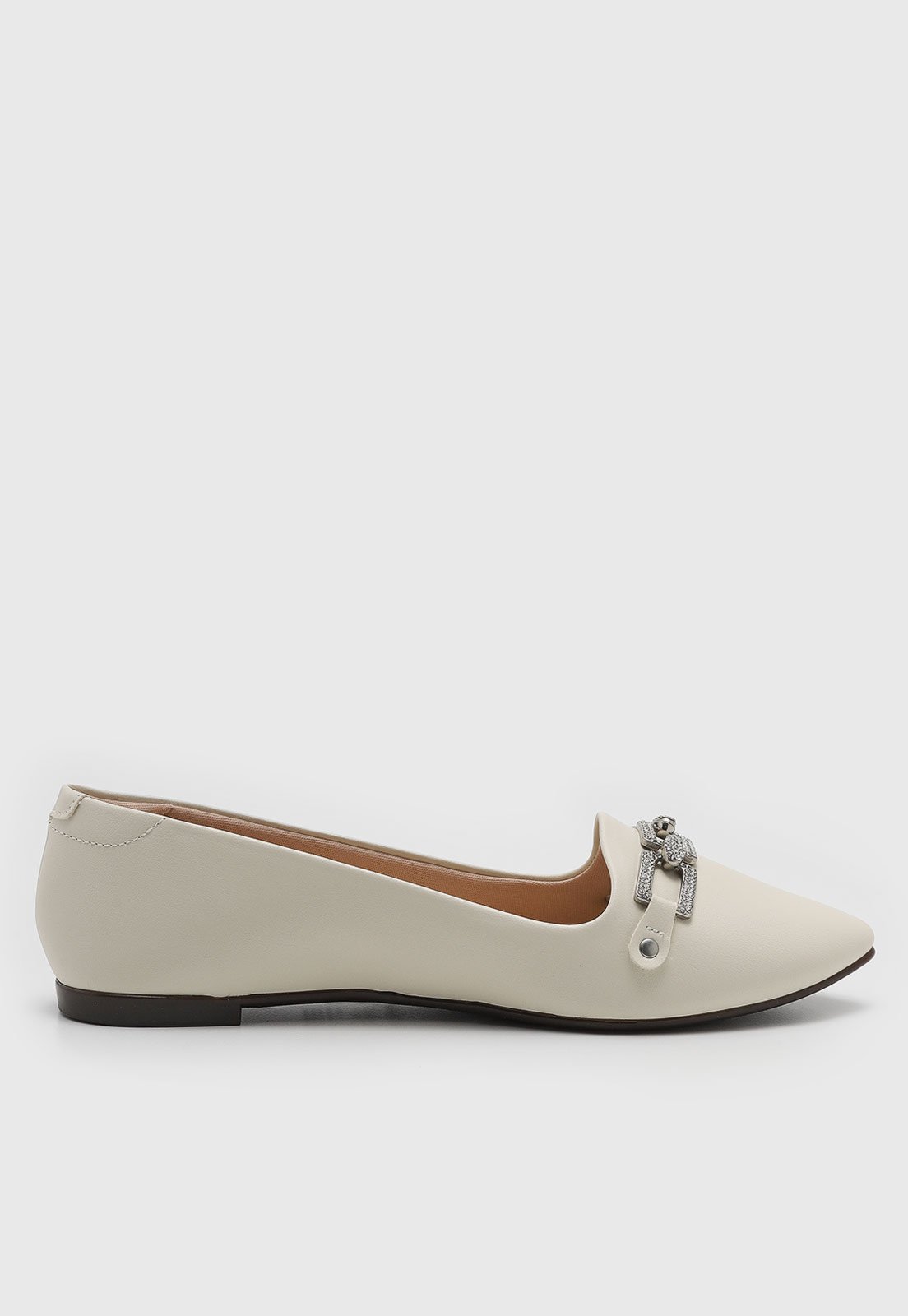 Vista 3 Sapatilha Feminina Moleca Detalhe Metalizado Off-White off-white white off-white white
