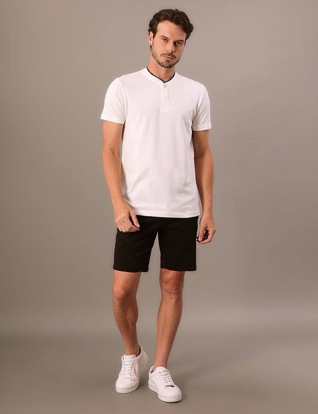 Polo Manga Curta Calvin Klein Masculino Slim Gola Portuguesa - Off White Calvin Klein Jeans