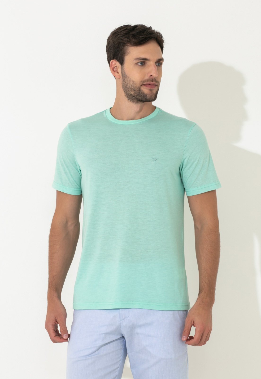 Camiseta Traymon Slim Gola Redonda Verde Claro