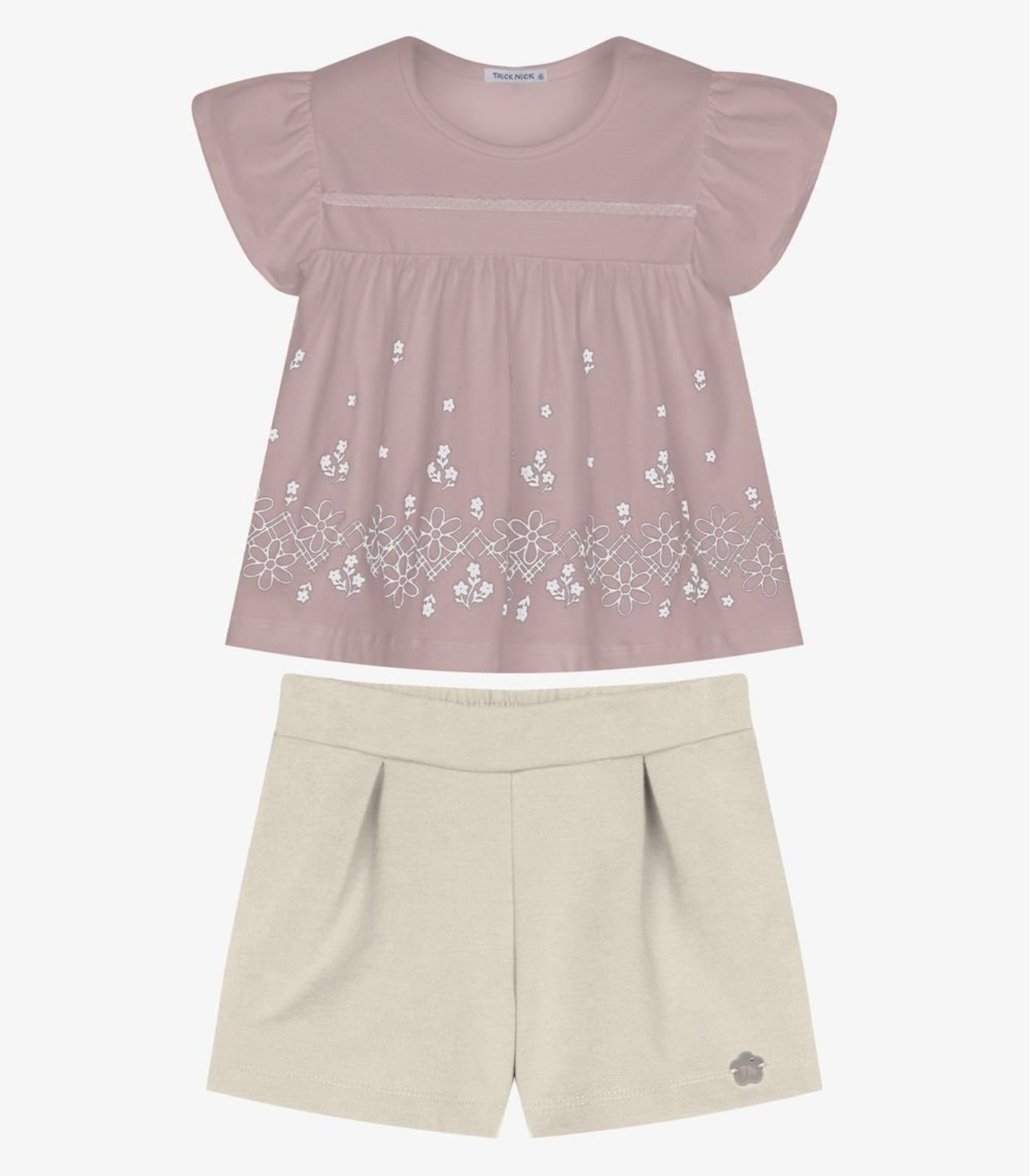 Infantil - Conjunto Bata Com Short Trick Nick Rosa