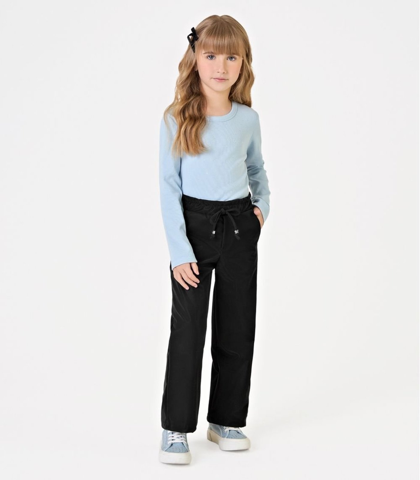 Infantil - Calça Feminina Wide Leg Sintética Trick Nick Preto