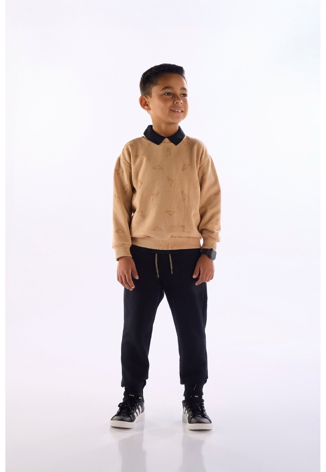 Infantil - Conjunto Blusão e Calça Moletom Quimby Marrom Bege