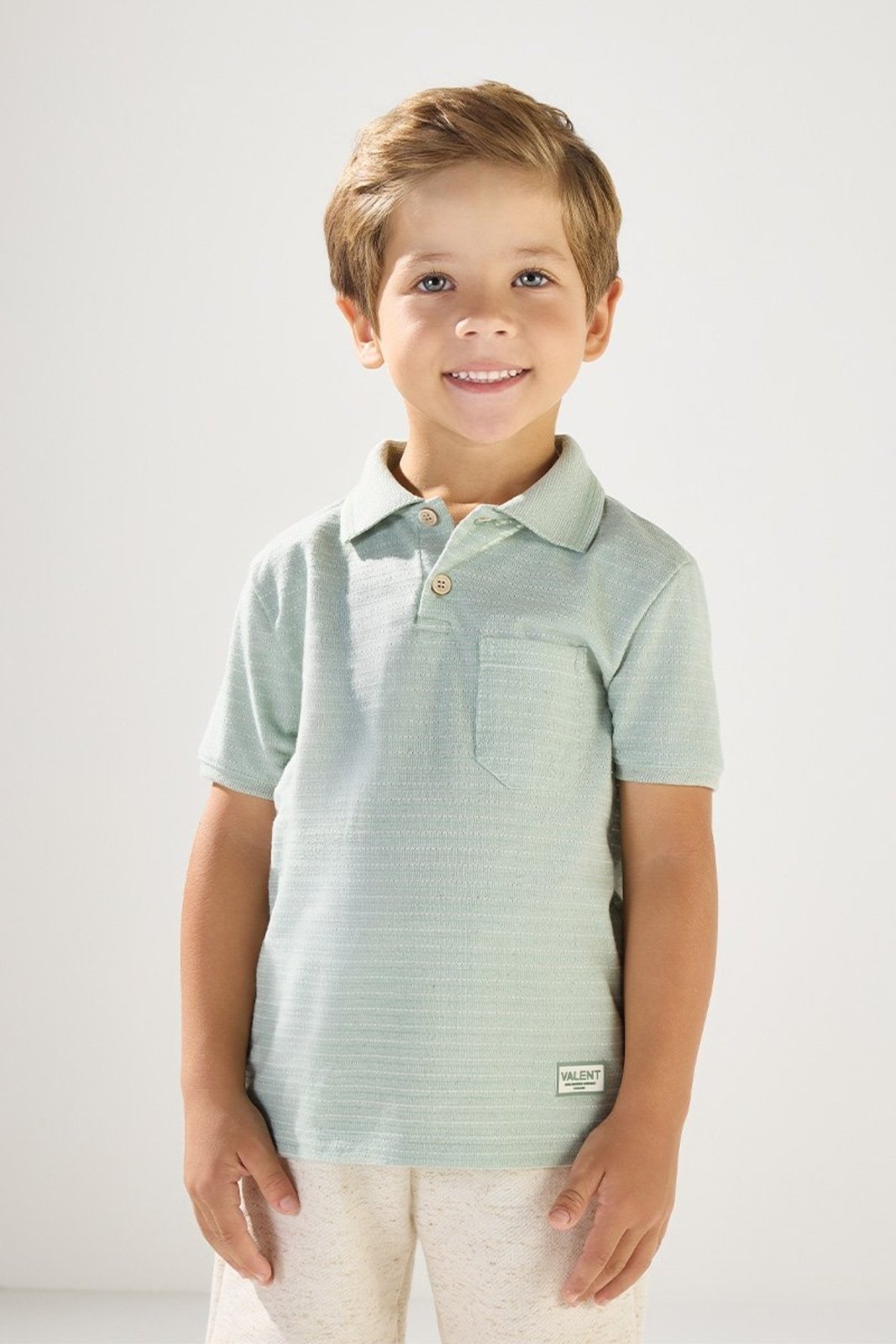 Infantil - Camisa Polo Malha Texturizada com Linho Verde