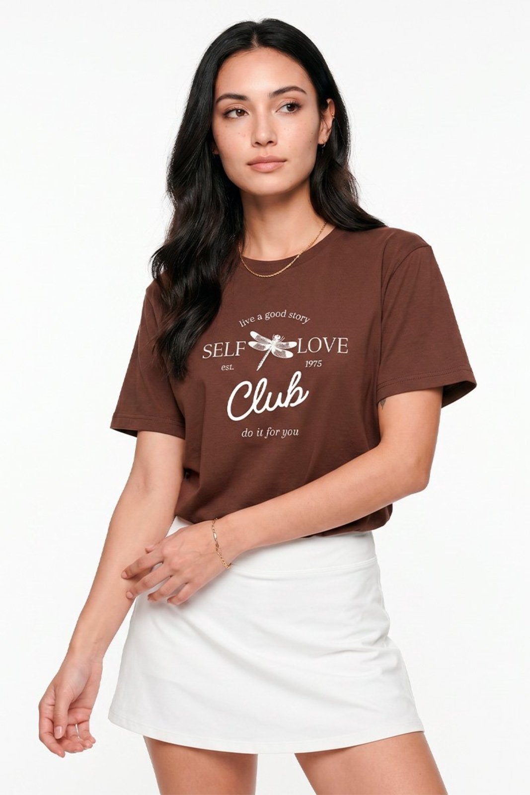 Camiseta Cianitas Marrom Estampa Libélula