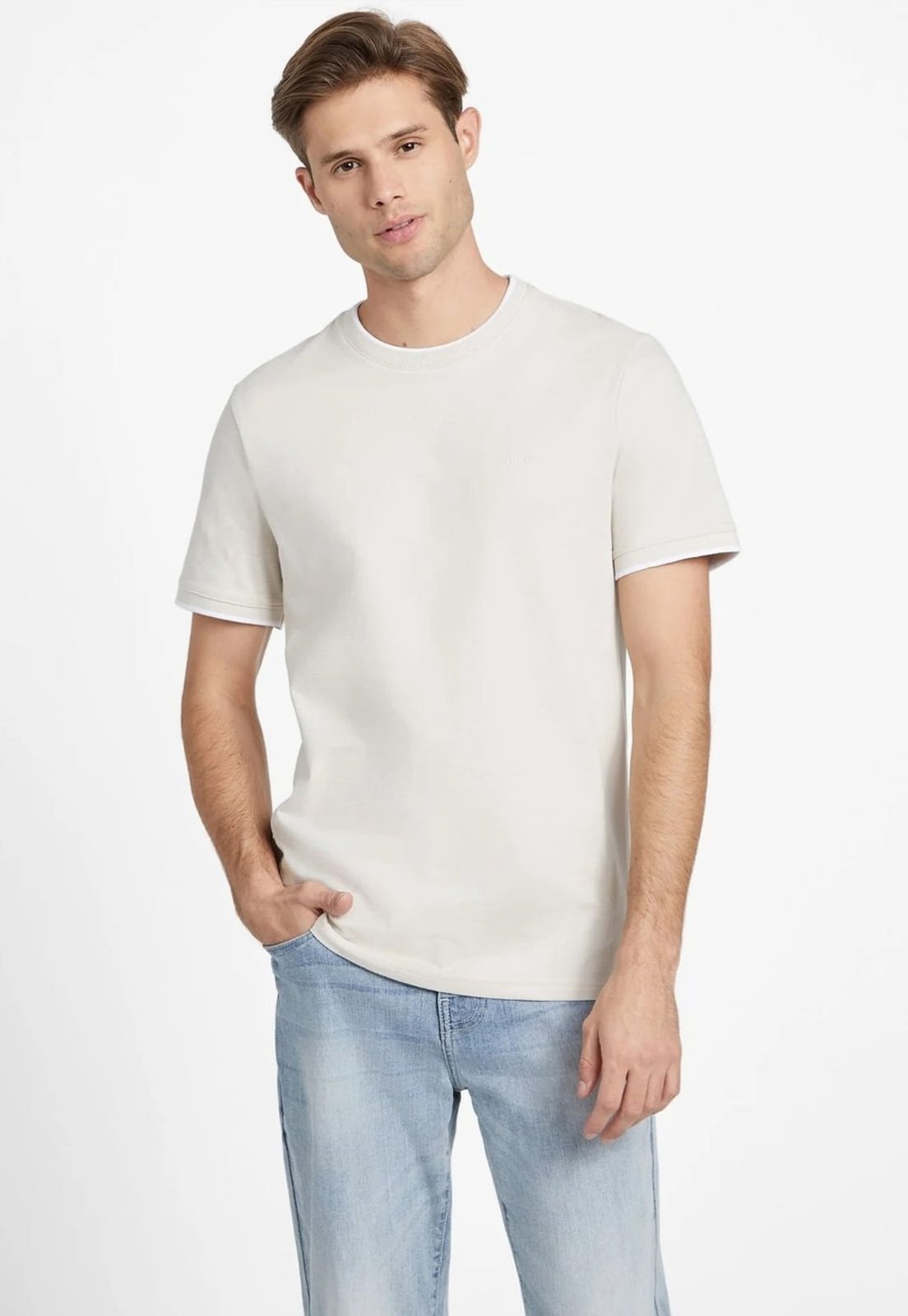 T-shirt Guess Mc Malha Jacquard Branco