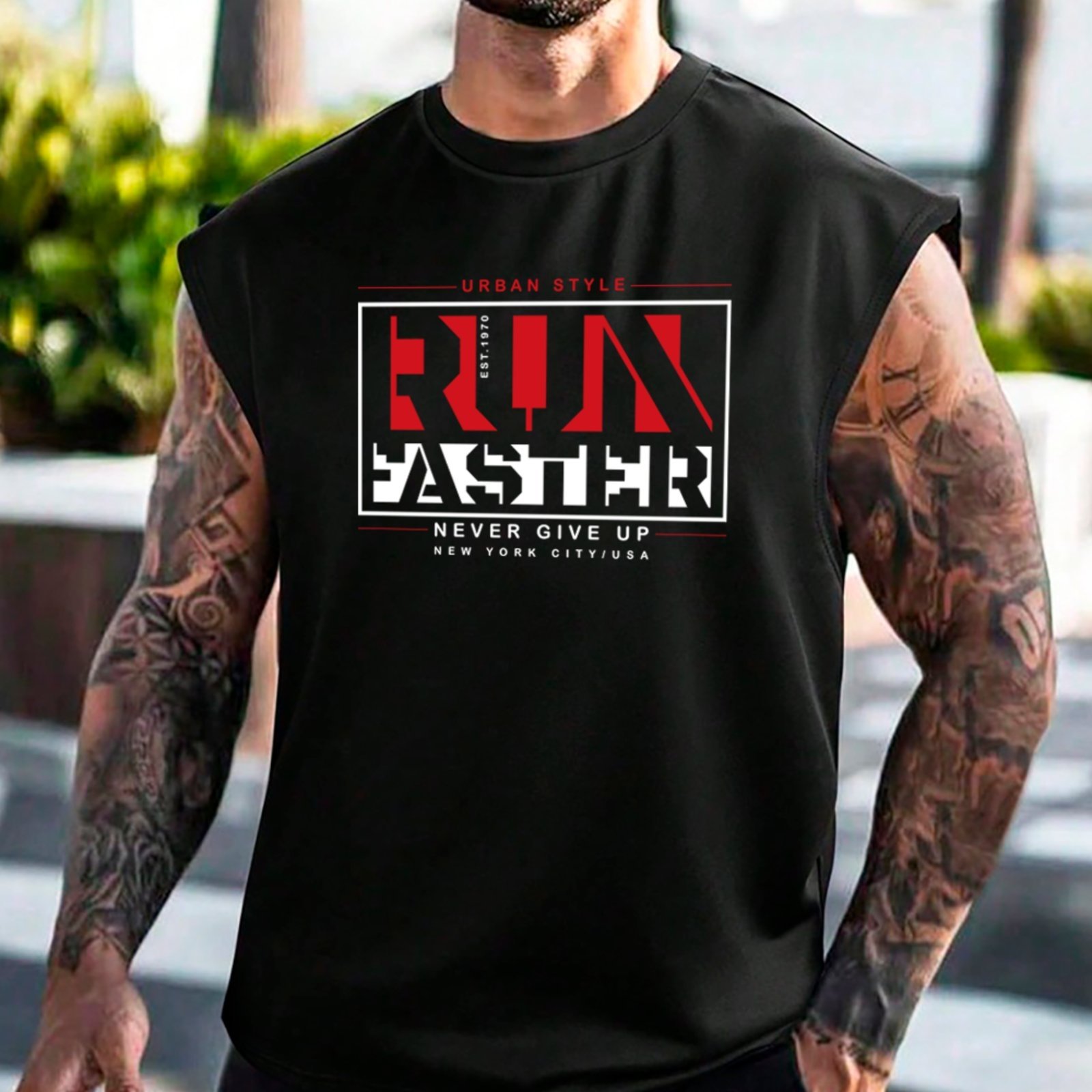 Camiseta Regata Machão Ousy Run Faster Oversized Masculina Preto