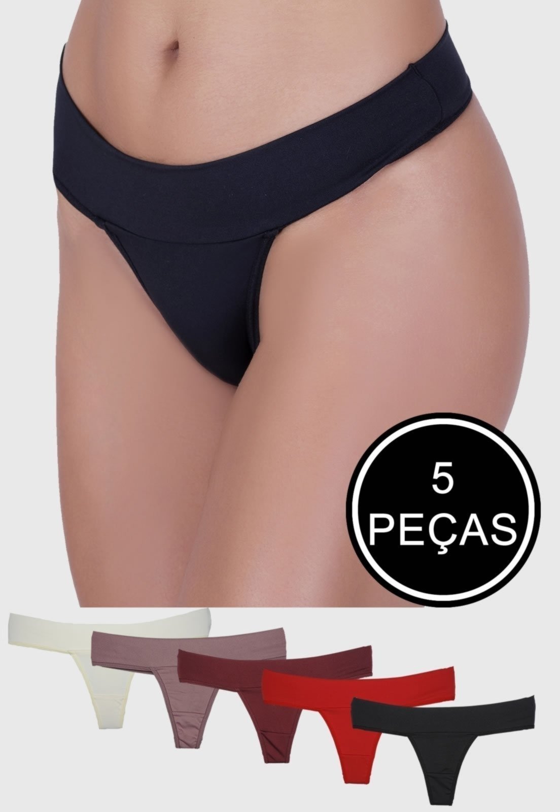 Kit Calcinha Fio Dental Duplo St Madame 5 Peças Multicolorido