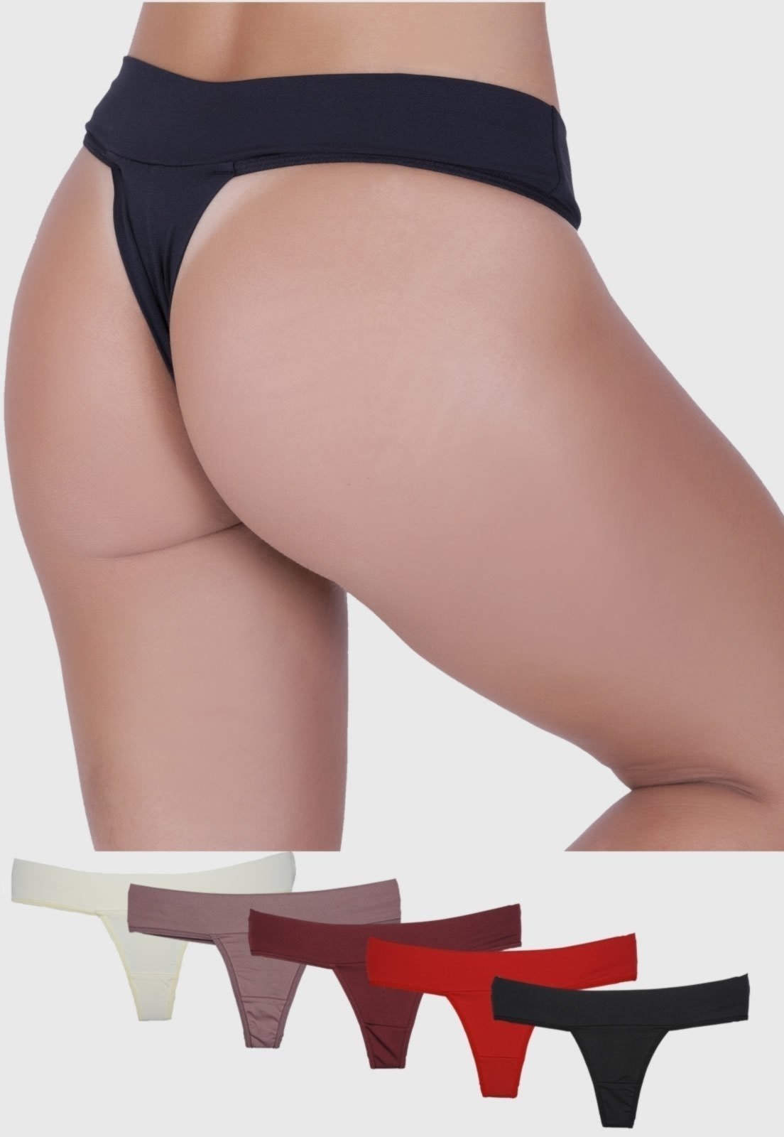 Vista 3 Kit Calcinha Fio Dental Duplo St Madame 5 Peças multicolorido St Madame multicolorido